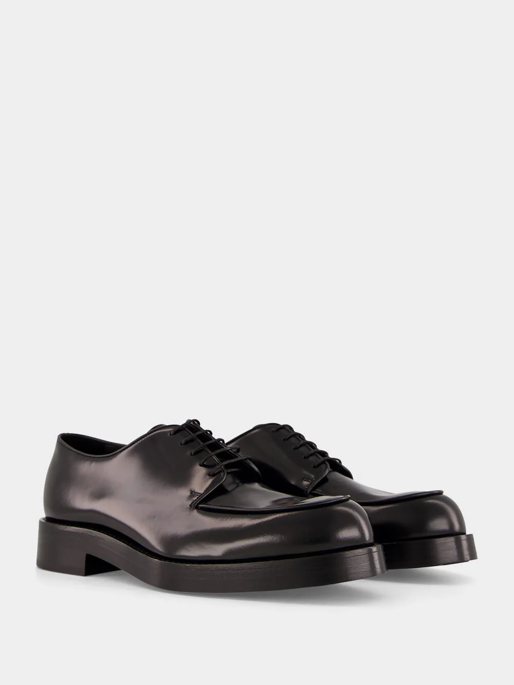 Black Brushed Leather Derby Shoes - Image 3