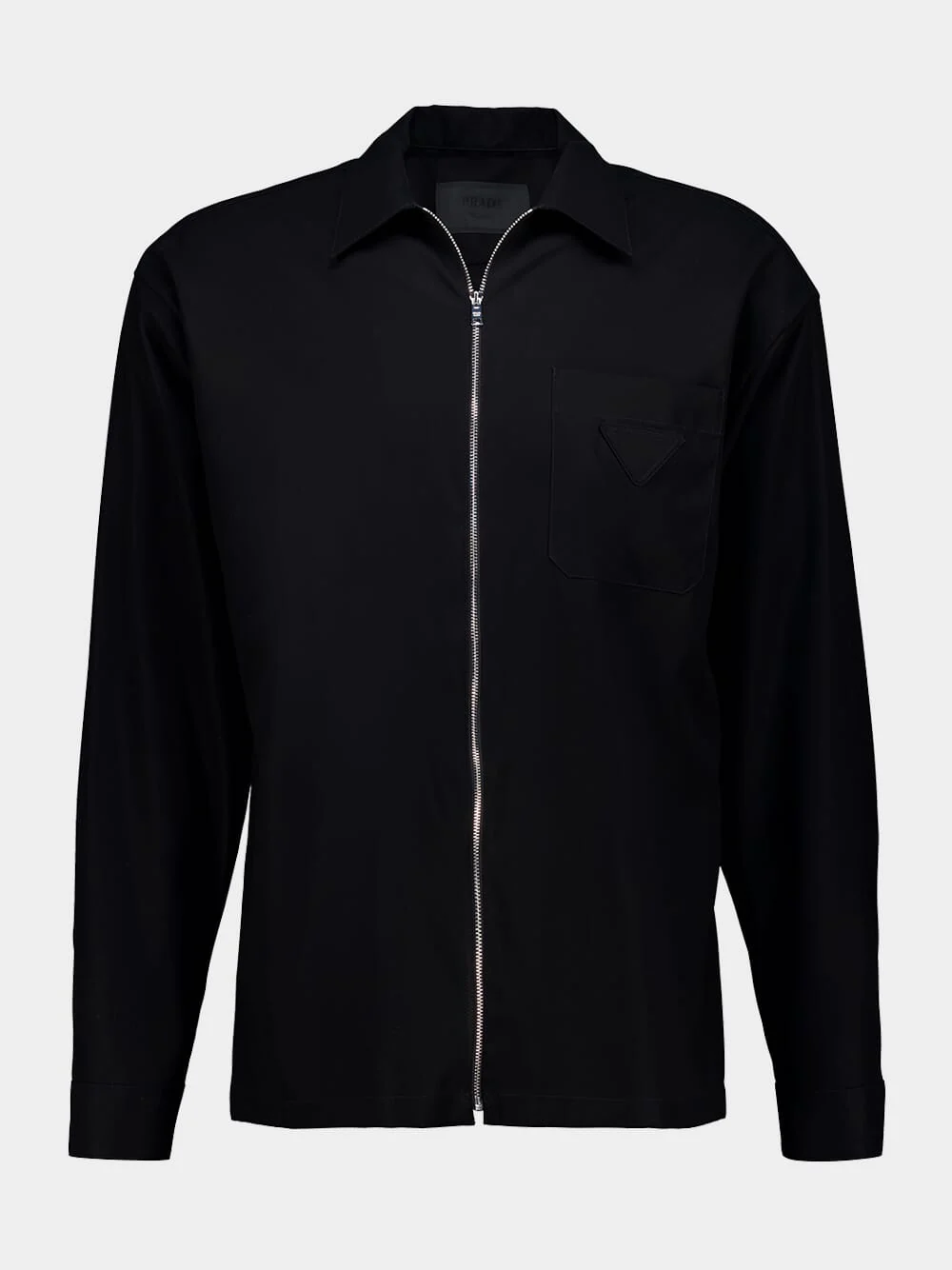Black Cotton Zip Shirt