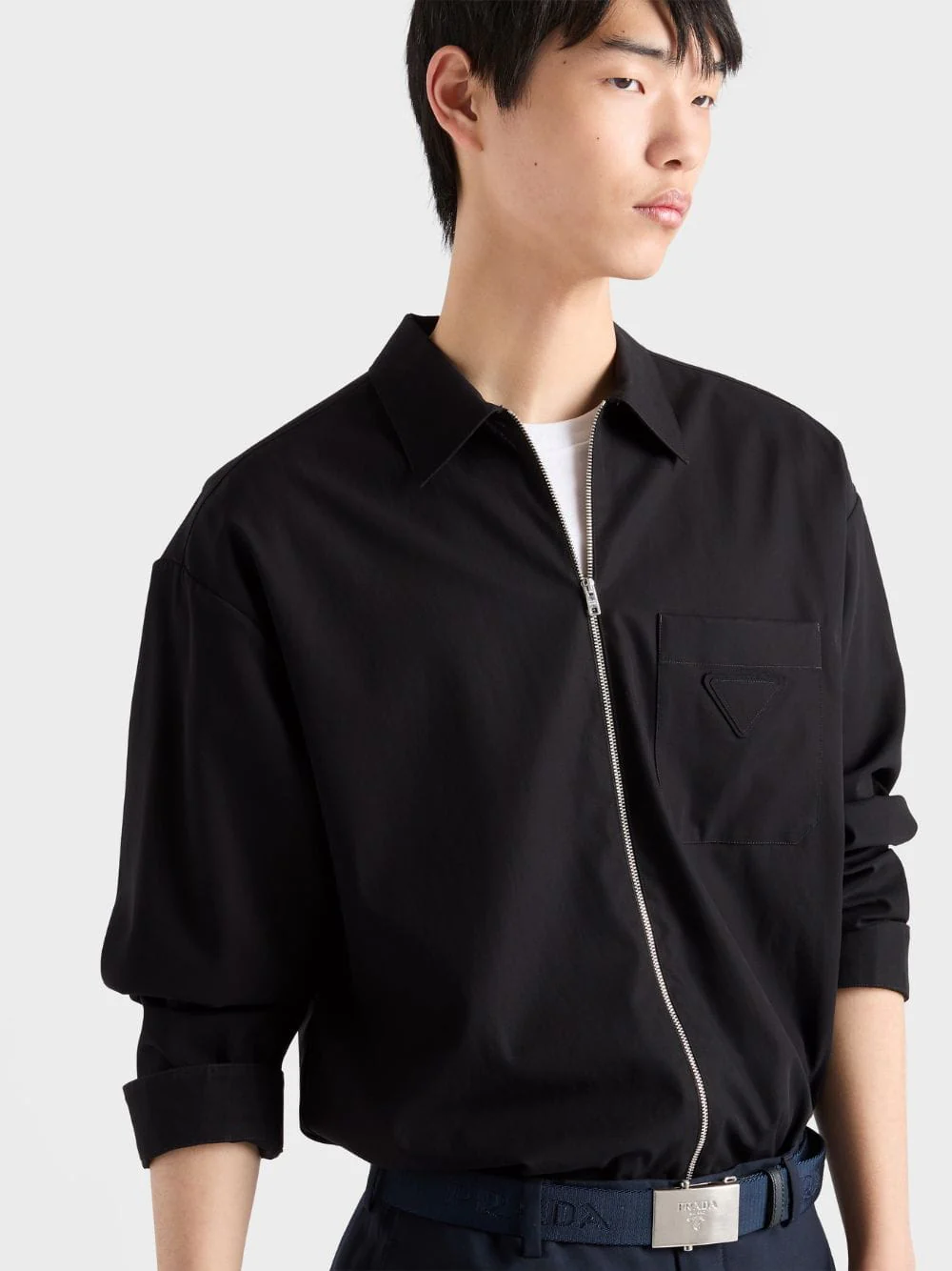 Black Cotton Zip Shirt - Image 2