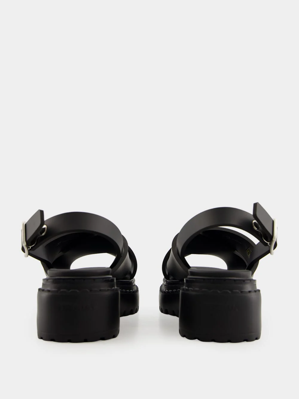Black Crisscross Rubber Sandals with Logo - Image 5