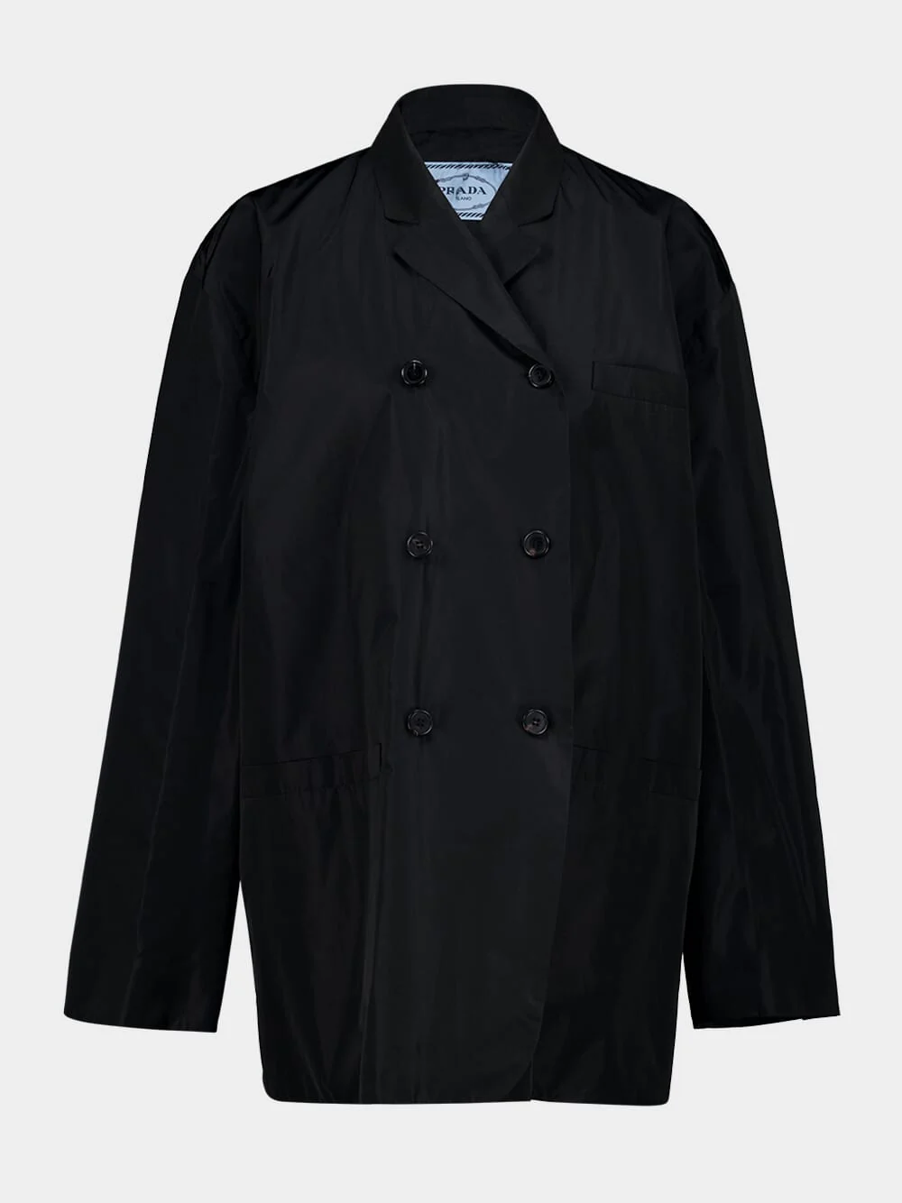 Black Double-Breasted Taffeta Jacket - Image 2