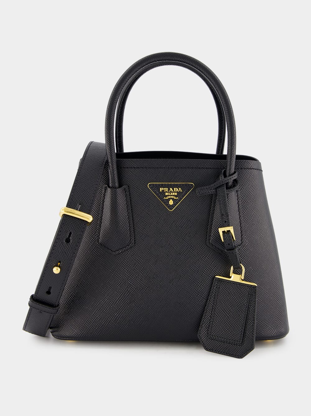 Black Double Saffiano Leather Mini Bag