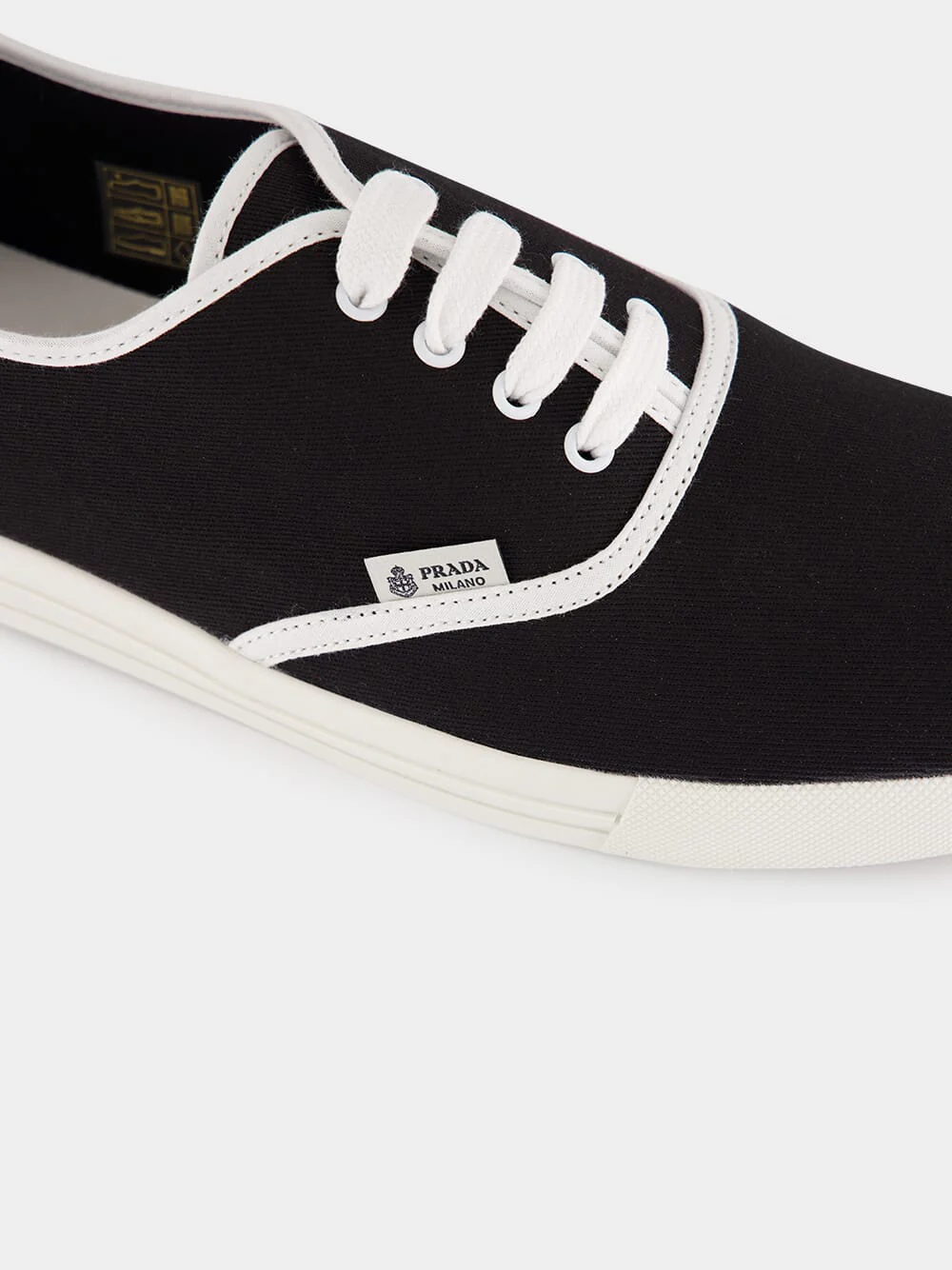 Black Drill Fabric Low-Top Sneakers - Image 7