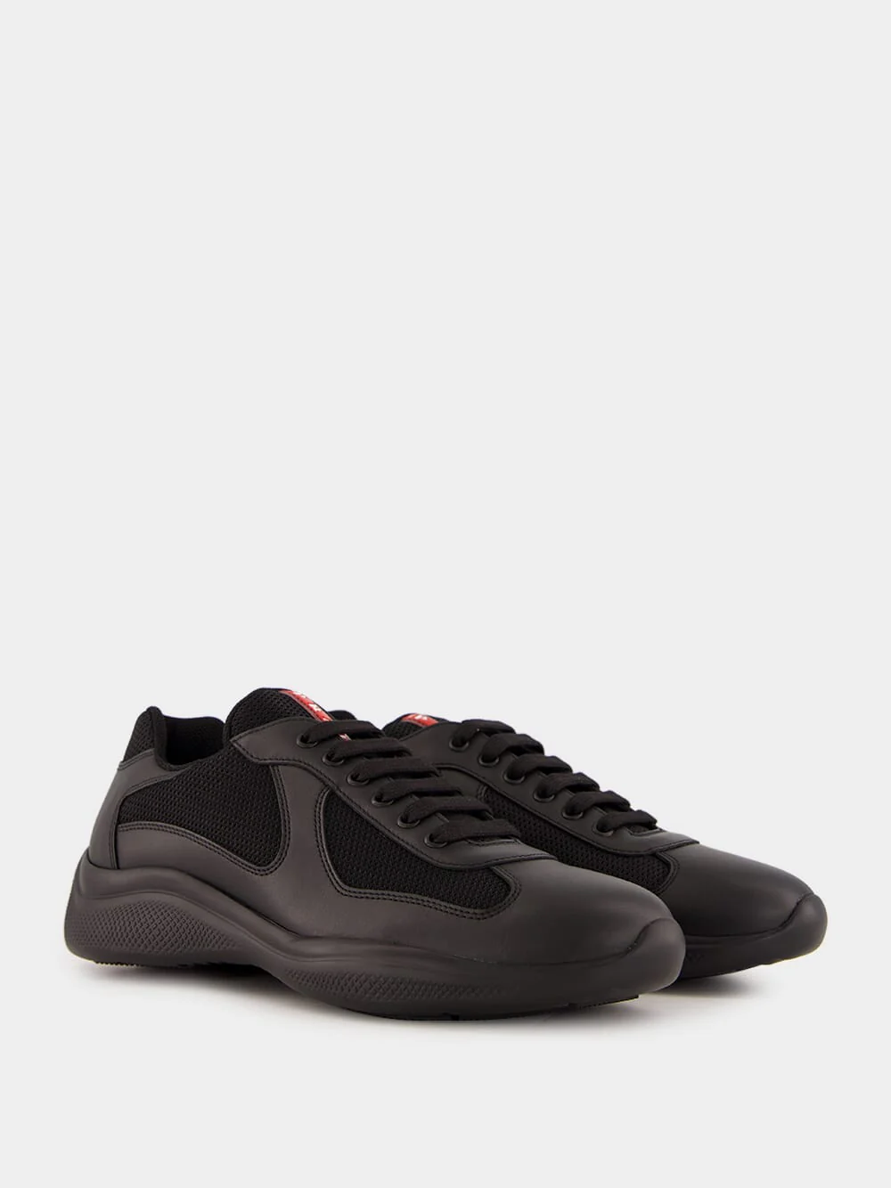Black Leather and Fabric America's Cup Sneakers - Image 3