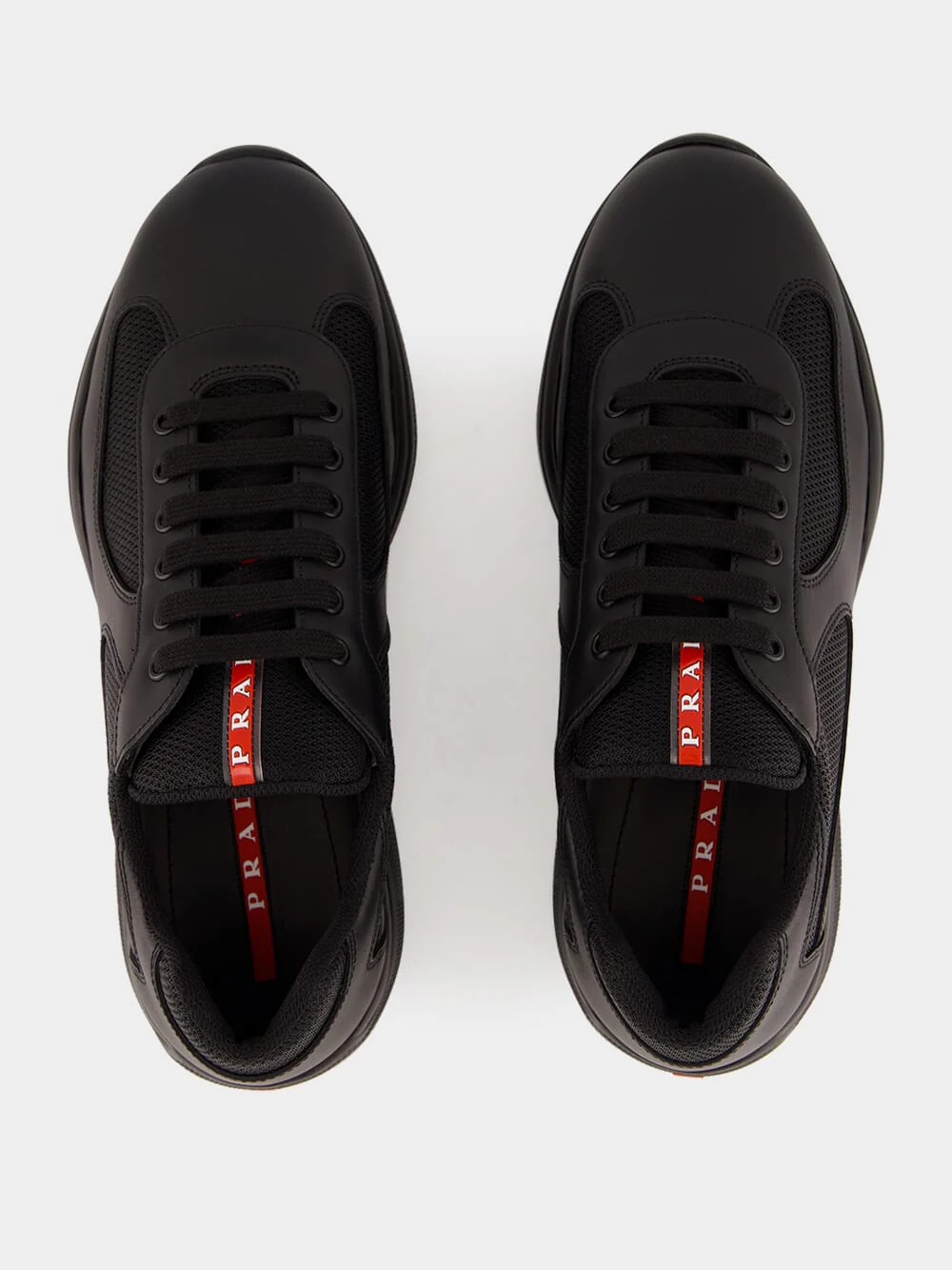 Black Leather and Fabric America's Cup Sneakers - Image 4