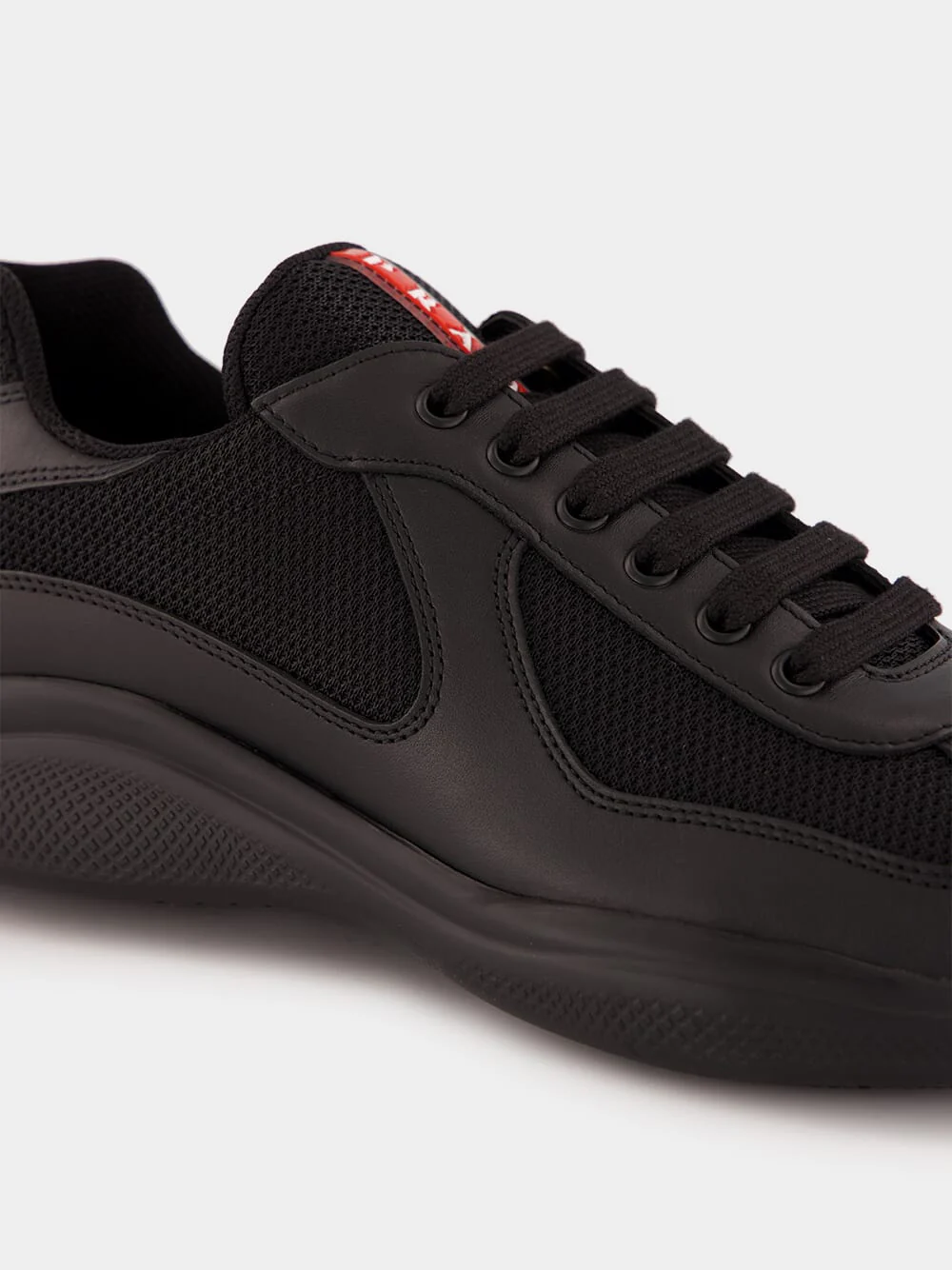 Black Leather and Fabric America's Cup Sneakers - Image 6