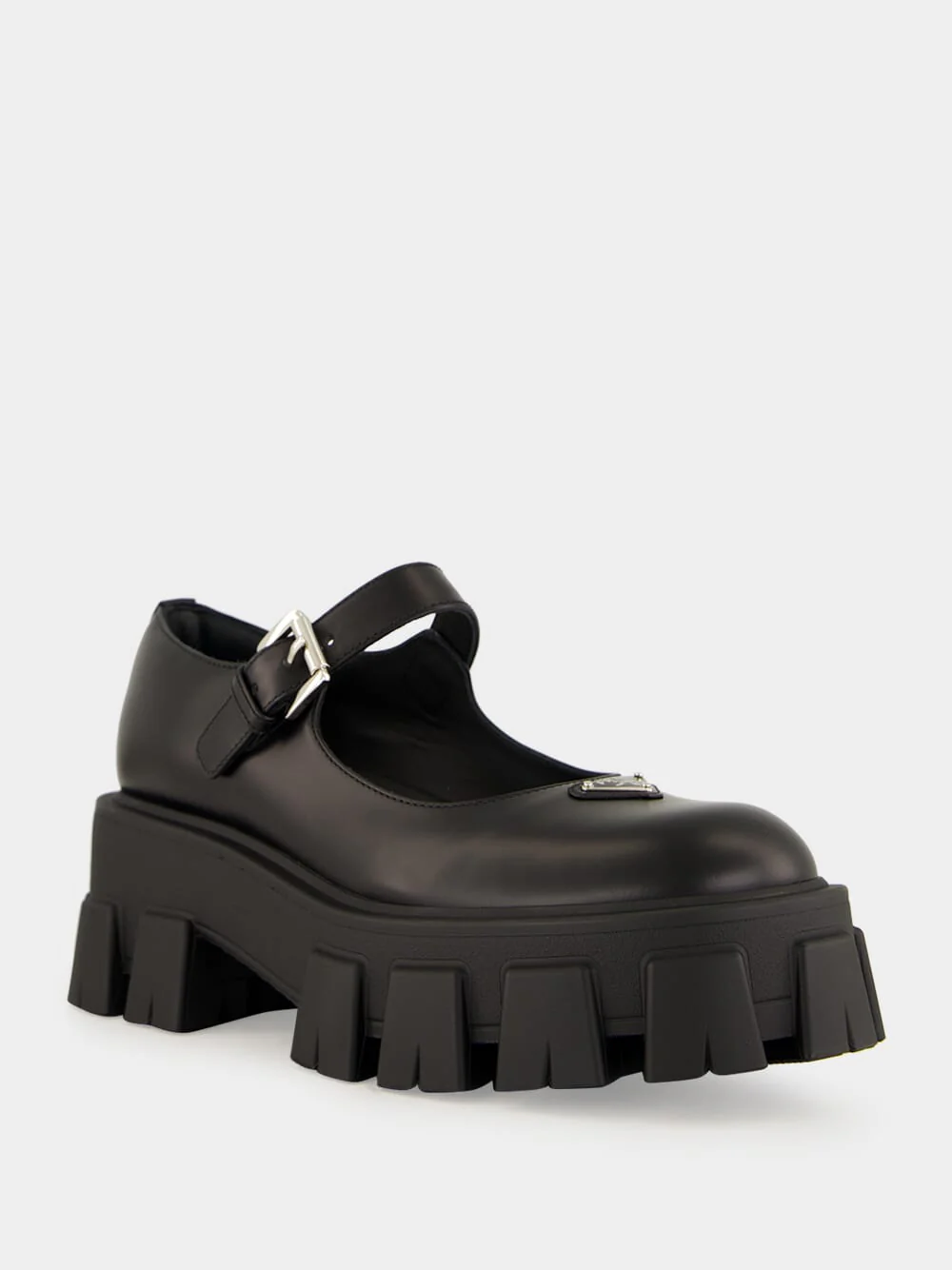 Black Leather Platform Mary Jane Sandals - Image 2