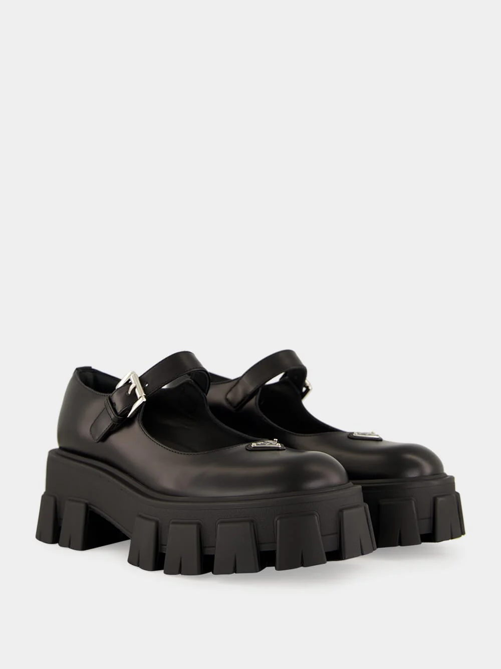 Black Leather Platform Mary Jane Sandals - Image 3