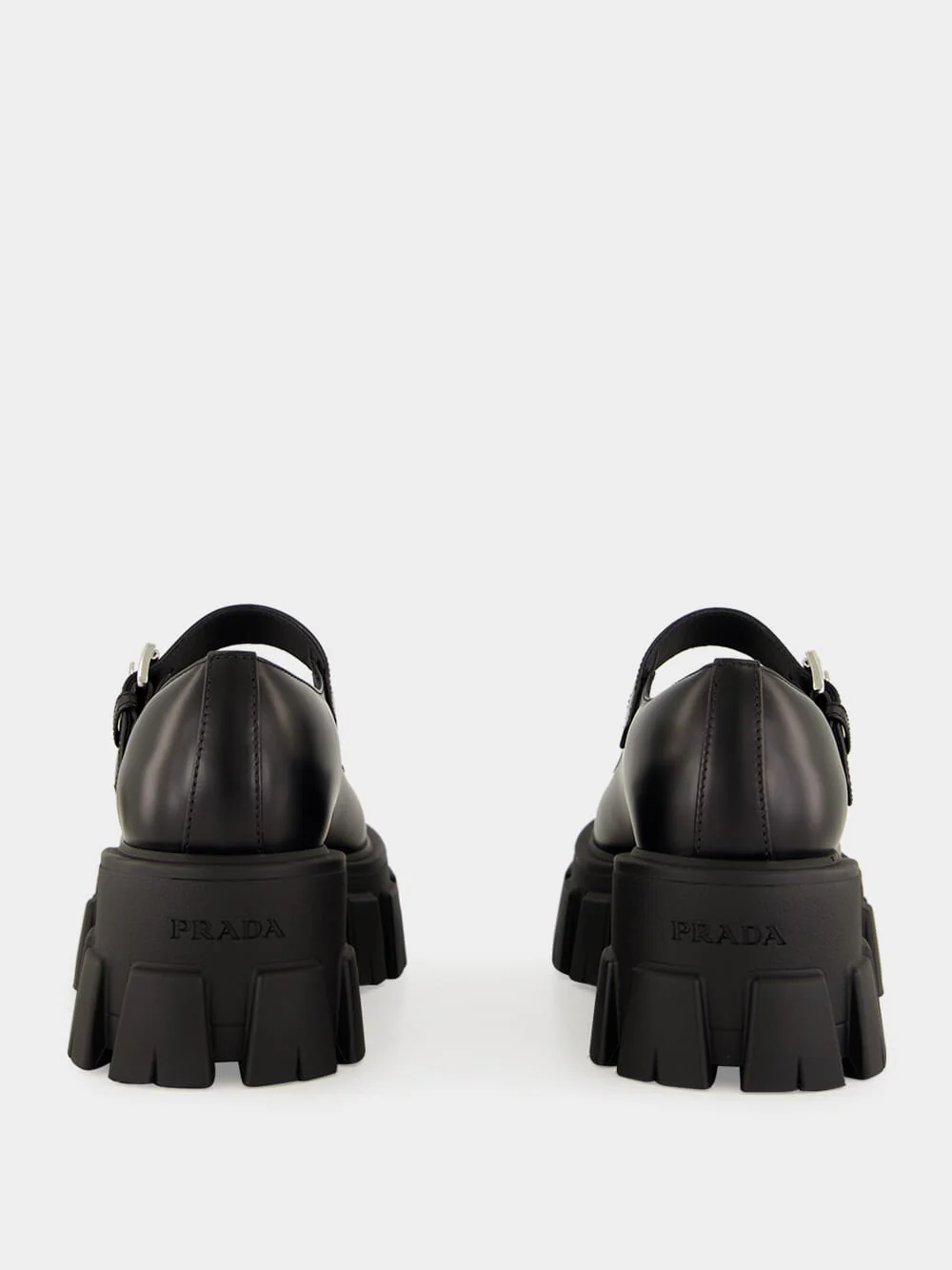 Black Leather Platform Mary Jane Sandals - Image 5