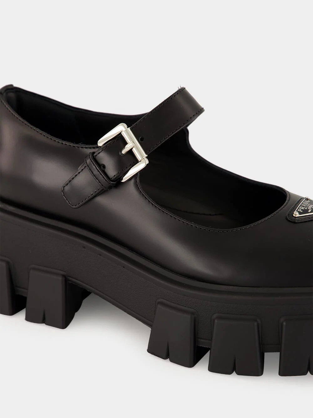 Black Leather Platform Mary Jane Sandals - Image 7