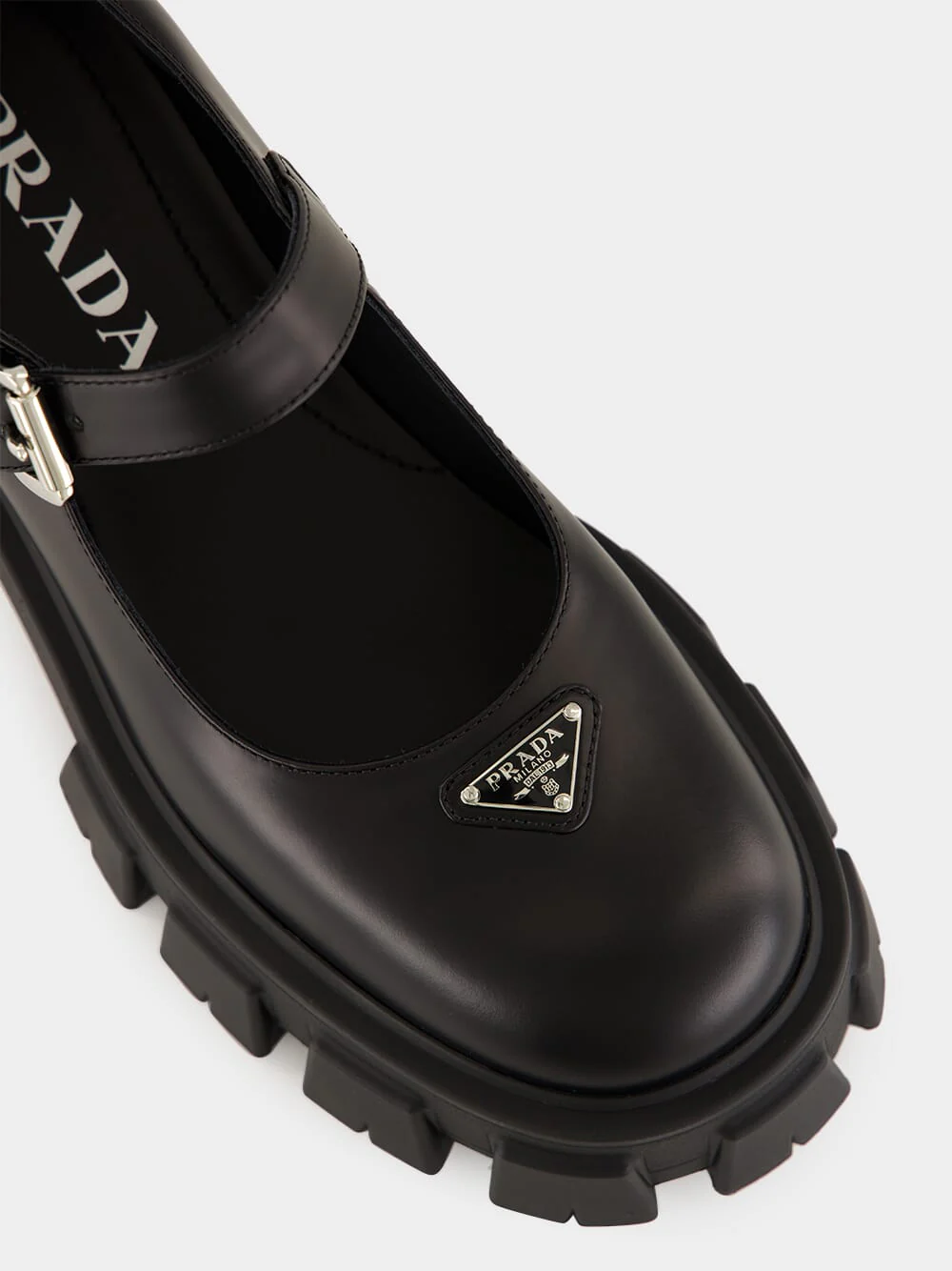 Black Leather Platform Mary Jane Sandals - Image 8