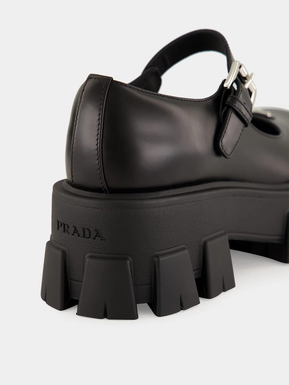 Black Leather Platform Mary Jane Sandals - Image 9