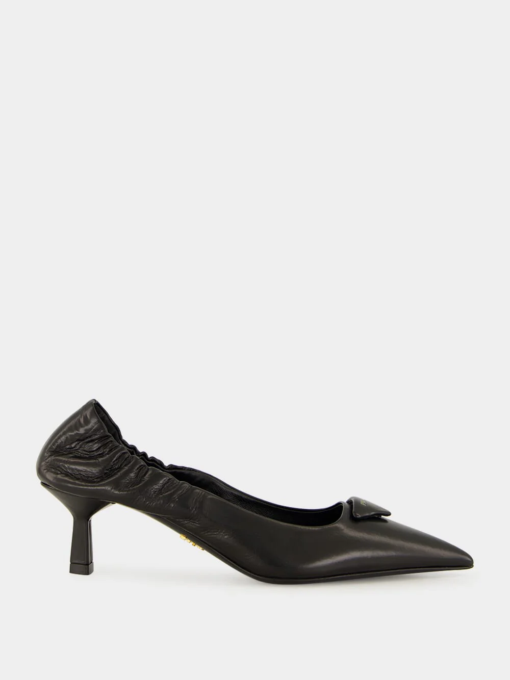 Black Mid-Heel Leather Pumps