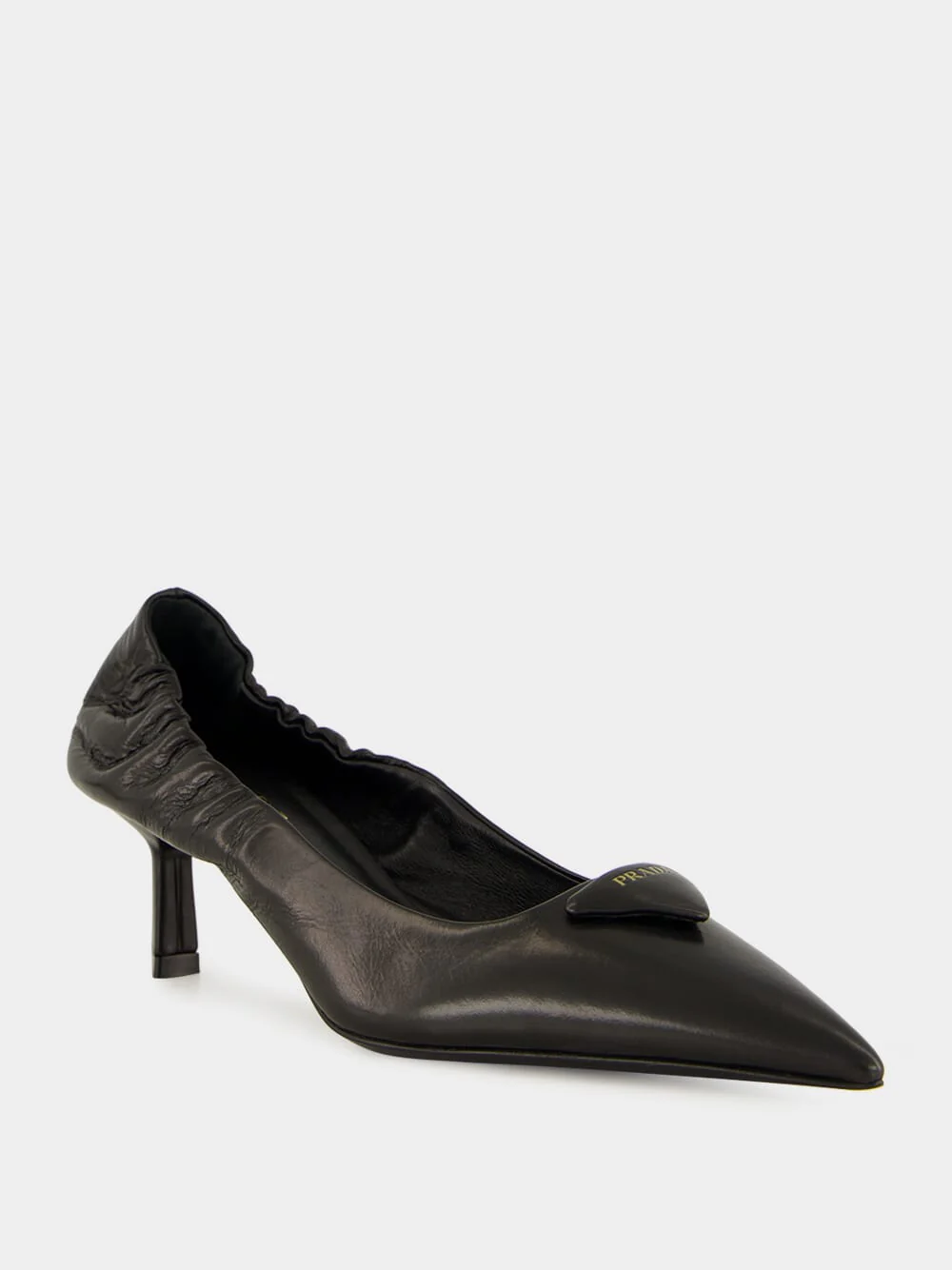 Black Mid-Heel Leather Pumps - Image 2