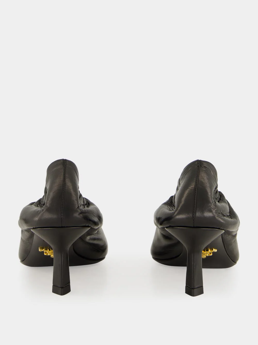 Black Mid-Heel Leather Pumps - Image 5