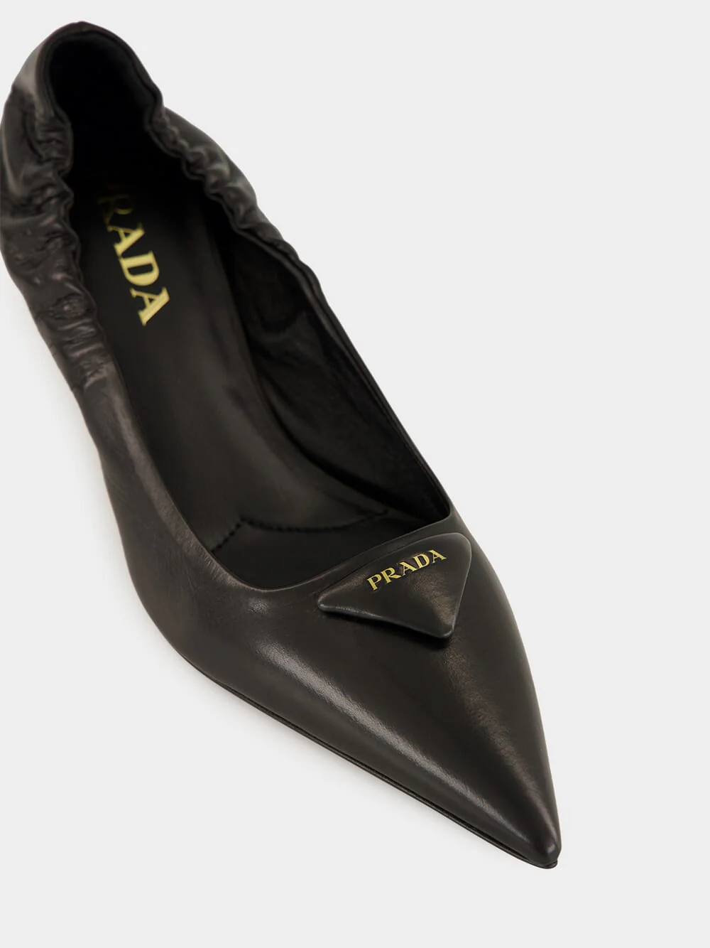 Black Mid-Heel Leather Pumps - Image 6