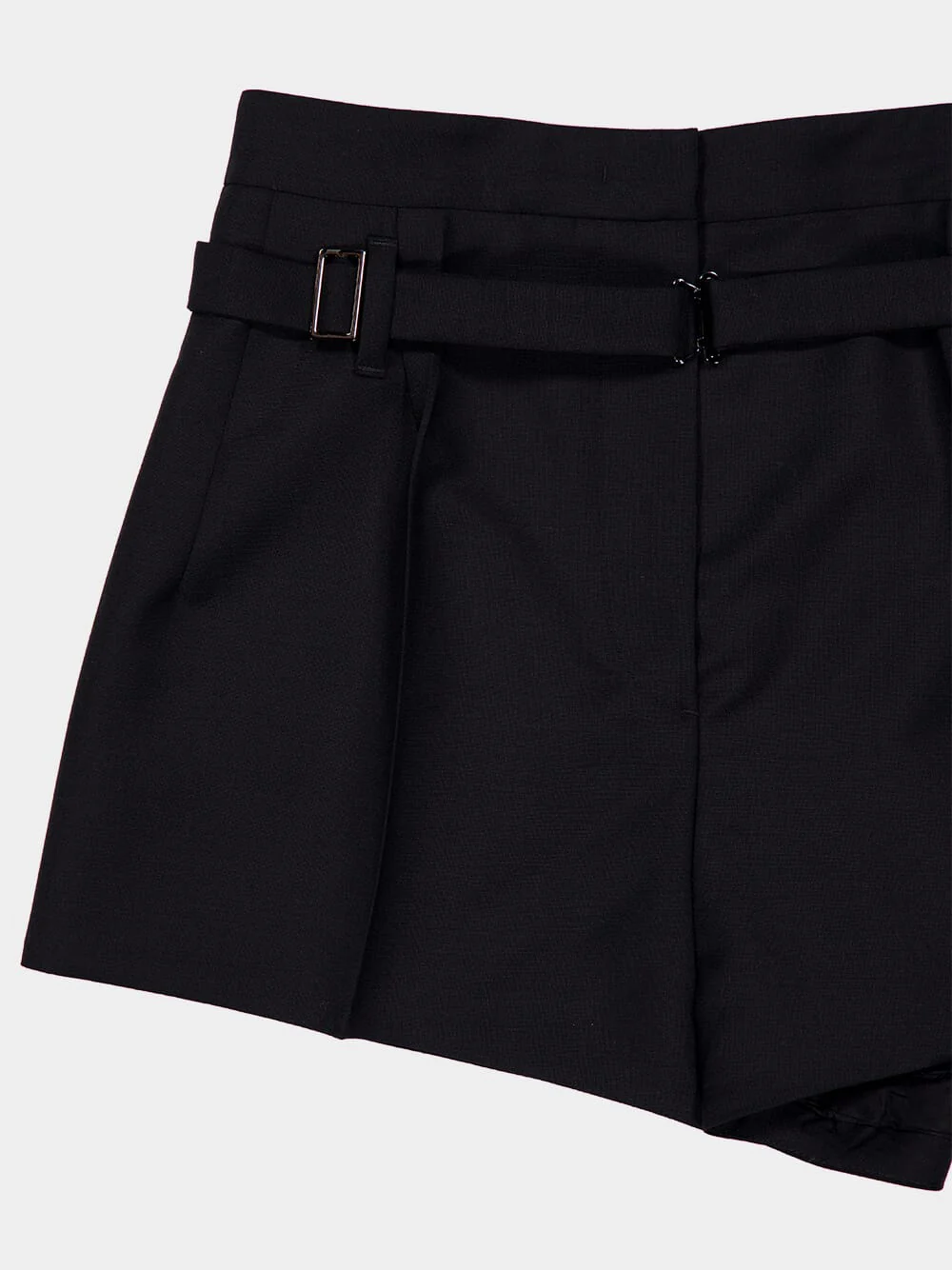 Black Mohair Shorts with Belt - Image 3