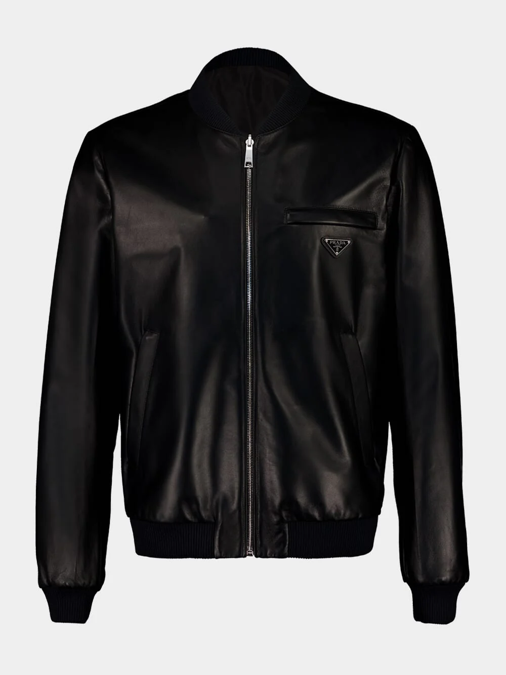 Black Nappa Leather Bomber Jacket - Image 2