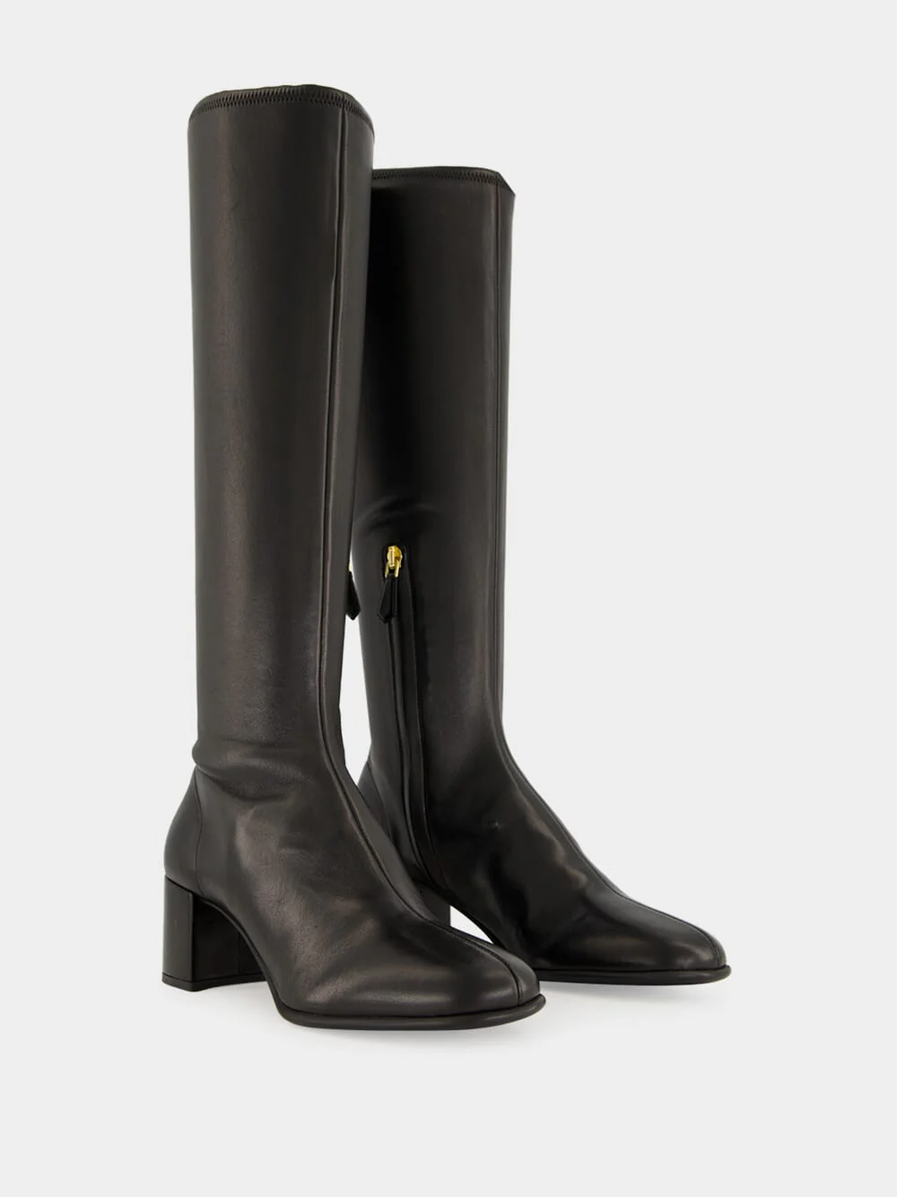 Black Nappa Leather Knee-High Boots - Image 3