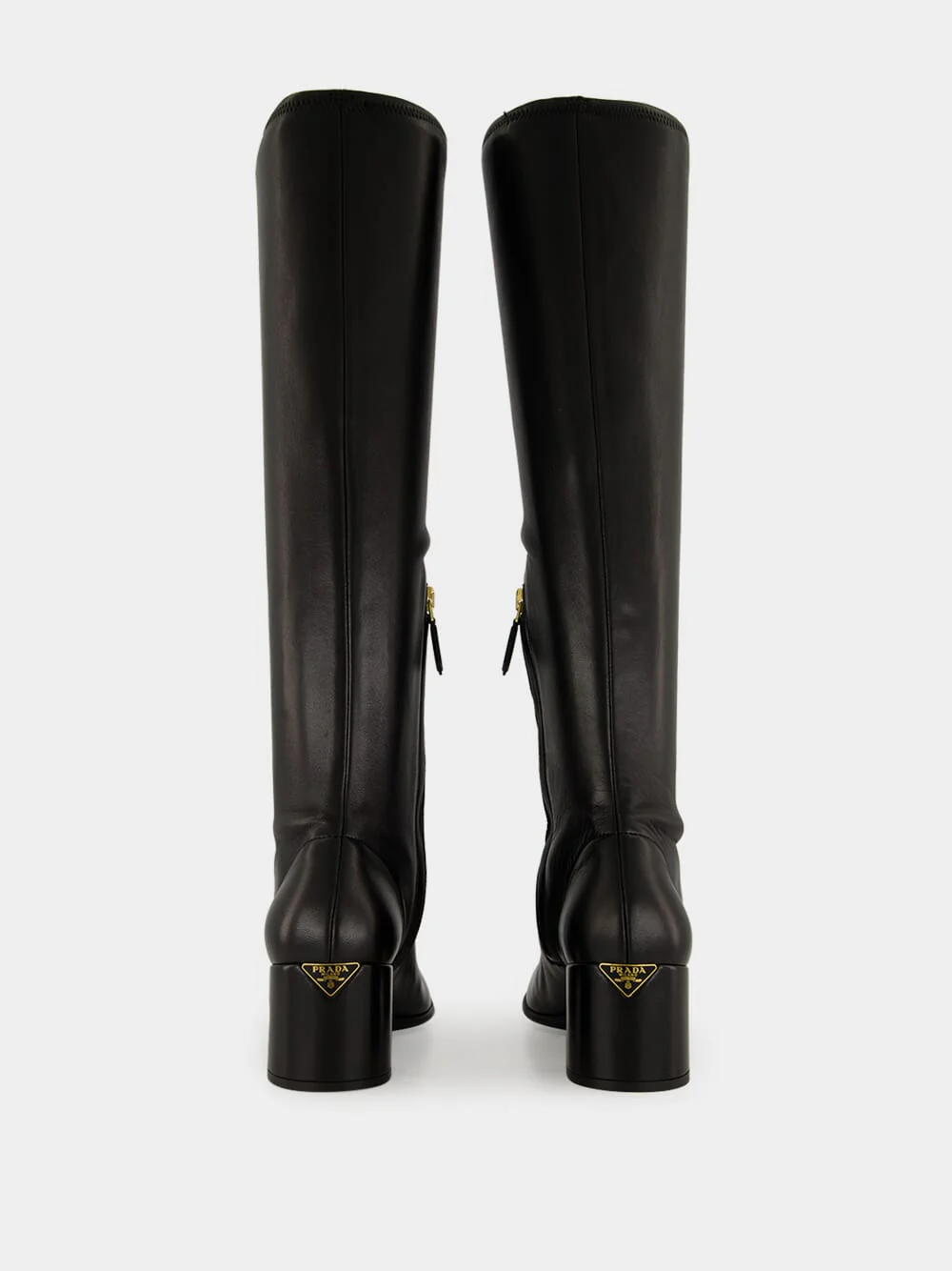 Black Nappa Leather Knee-High Boots - Image 4