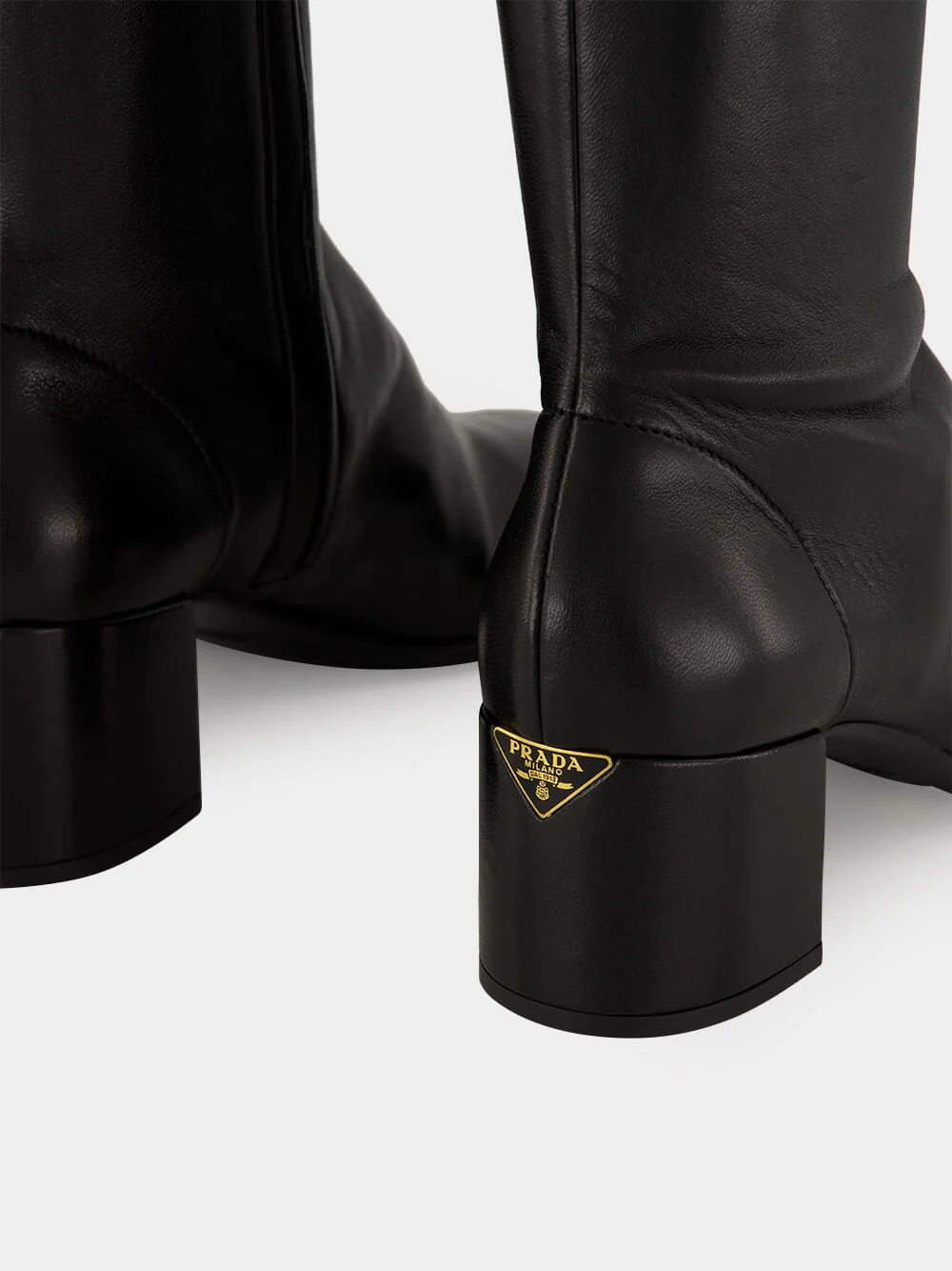 Black Nappa Leather Knee-High Boots - Image 6