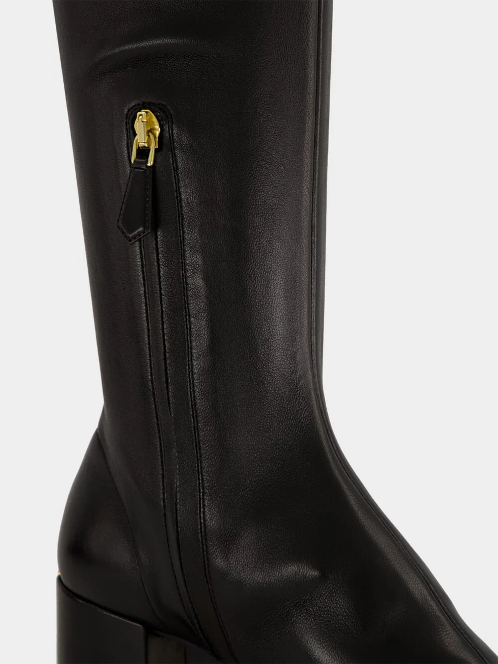 Black Nappa Leather Knee-High Boots - Image 7