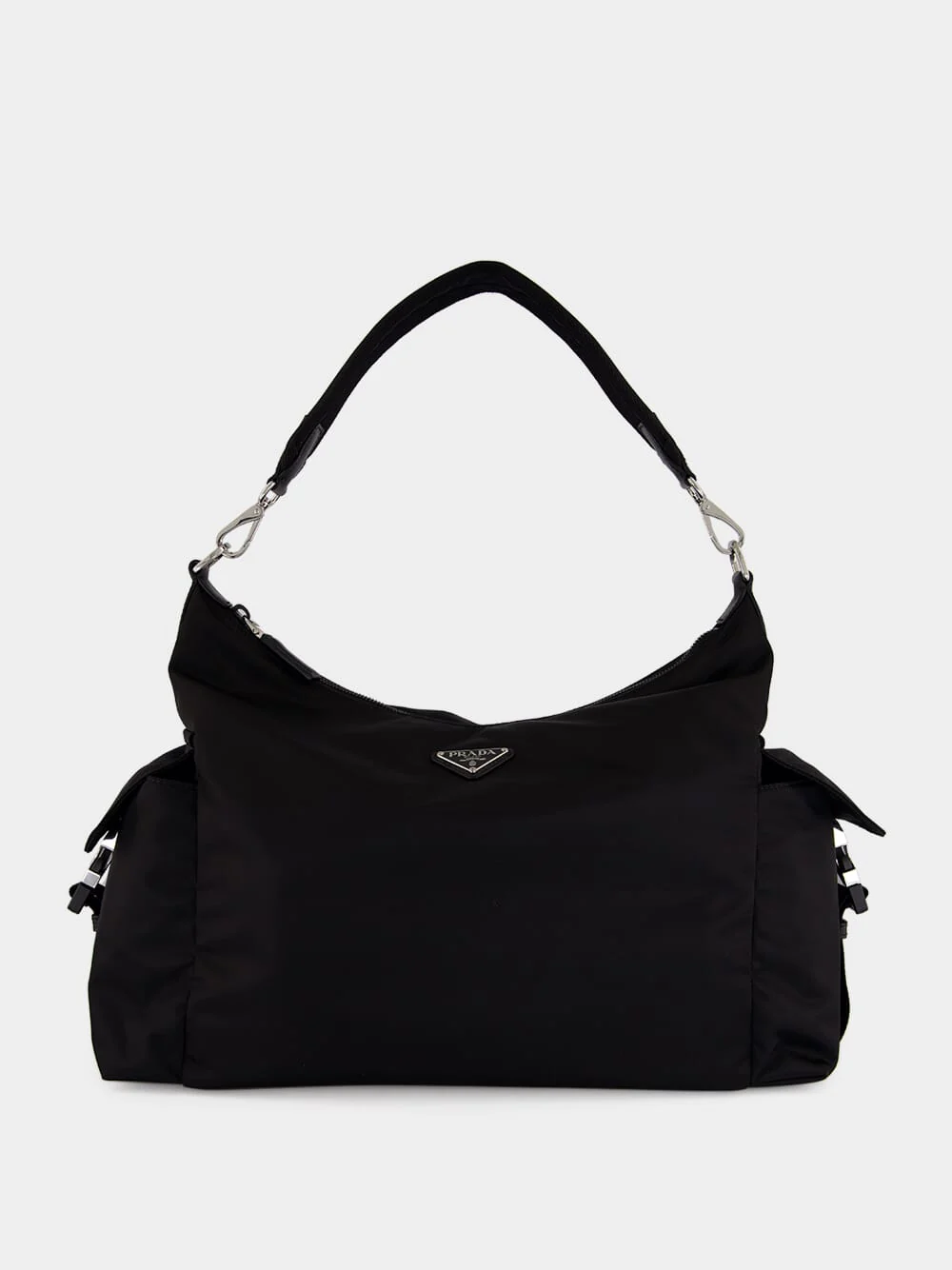 Black Re-Nylon and Leather Explore Bag