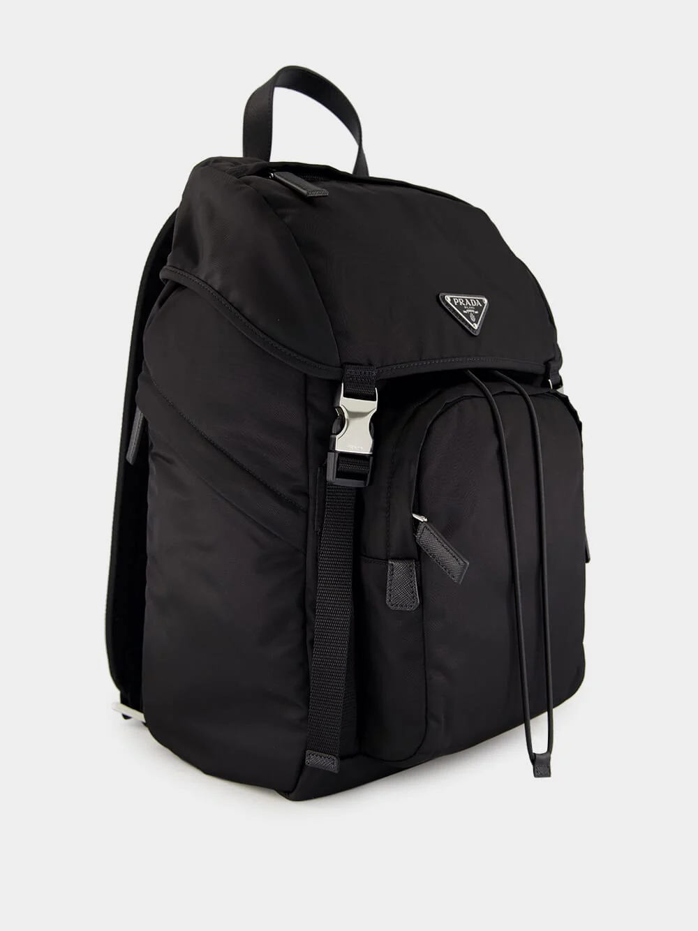 Black Re-Nylon and Saffiano Leather Backpack - Image 4
