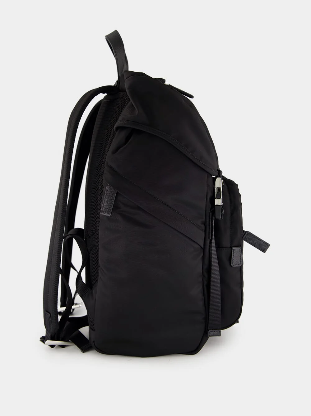 Black Re-Nylon and Saffiano Leather Backpack - Image 5