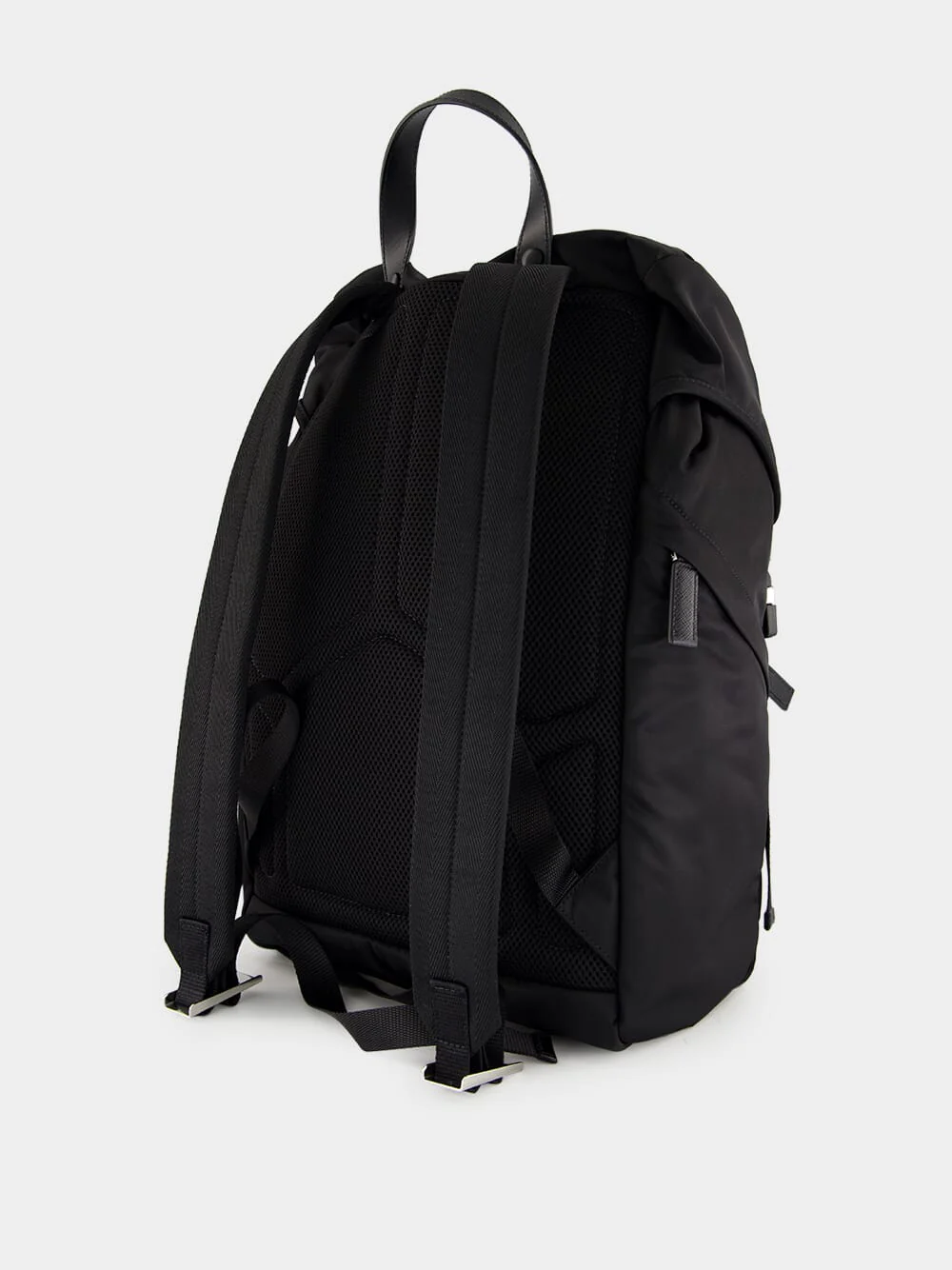 Black Re-Nylon and Saffiano Leather Backpack - Image 6