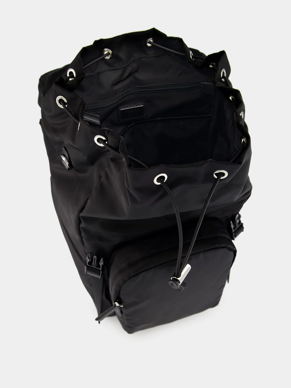 Black Re-Nylon and Saffiano Leather Backpack - Image 7