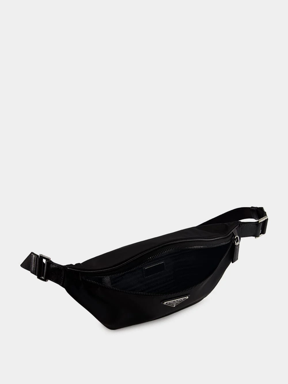 Black Re-Nylon and Saffiano Leather Belt Bag - Image 7