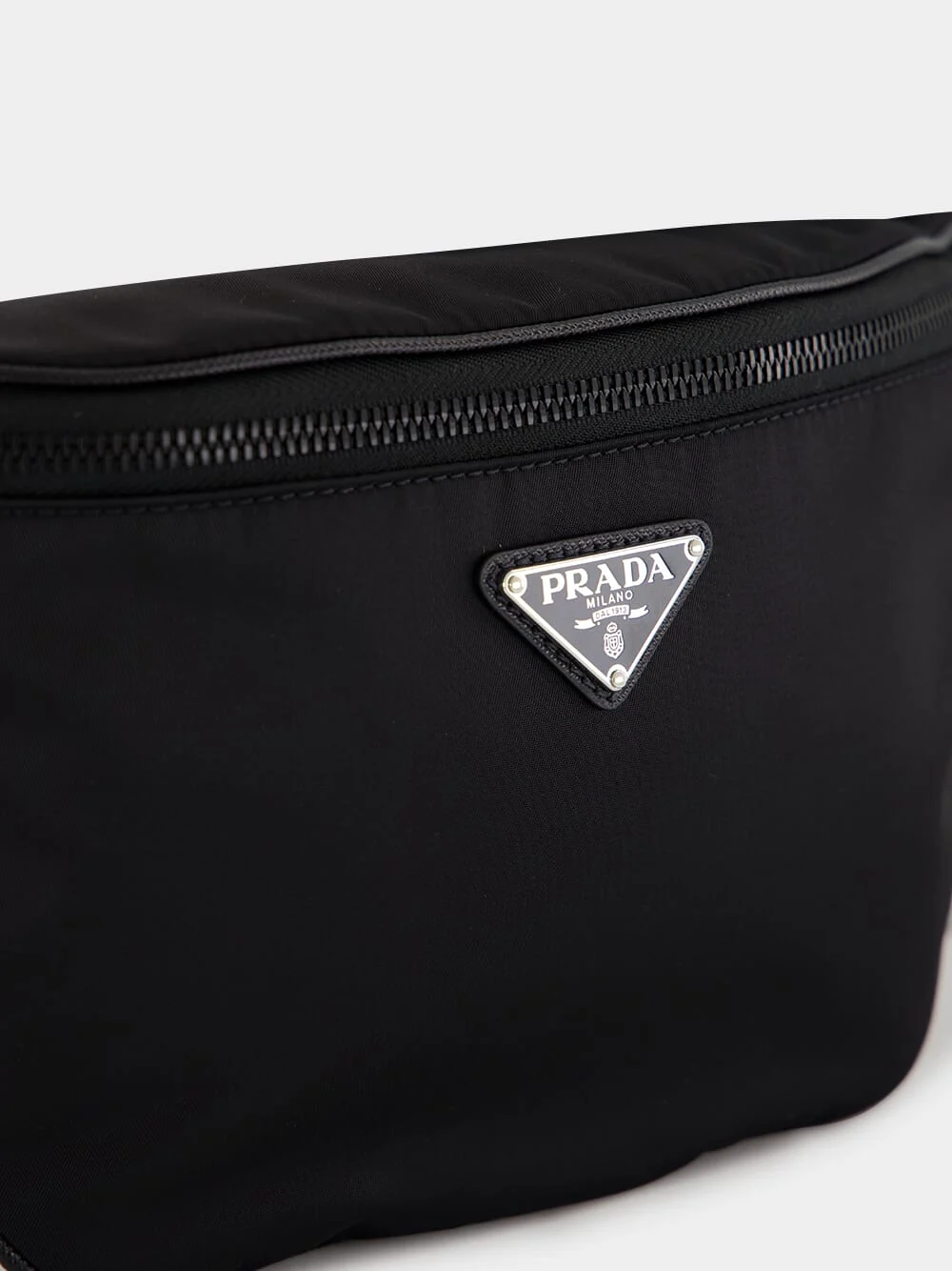 Black Re-Nylon and Saffiano Leather Belt Bag - Image 8