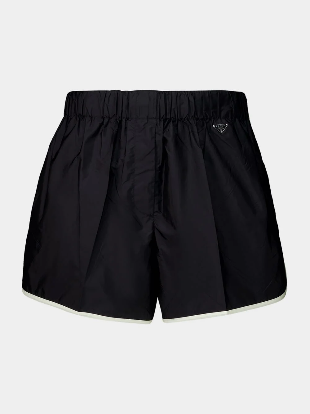 Black Recycled Nylon High-Waist Shorts