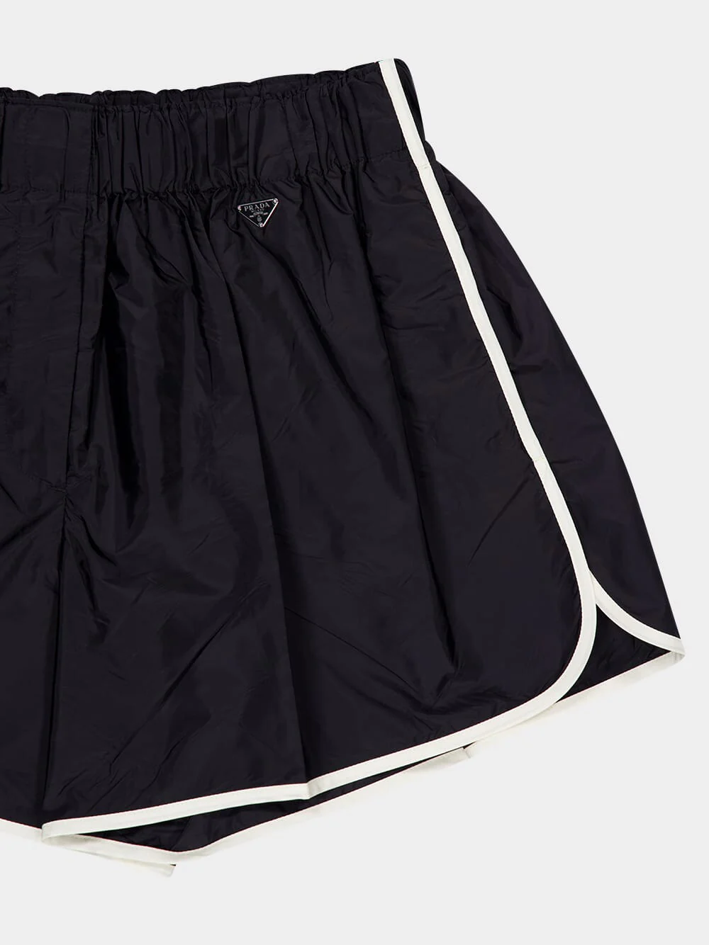 Black Recycled Nylon High-Waist Shorts - Image 3