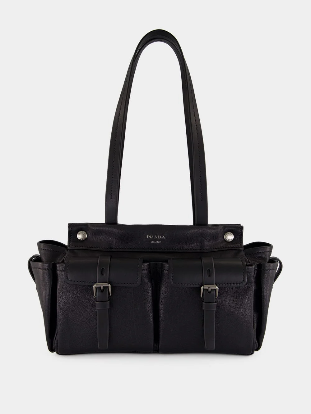 Black Route Medium Leather Tote Bag