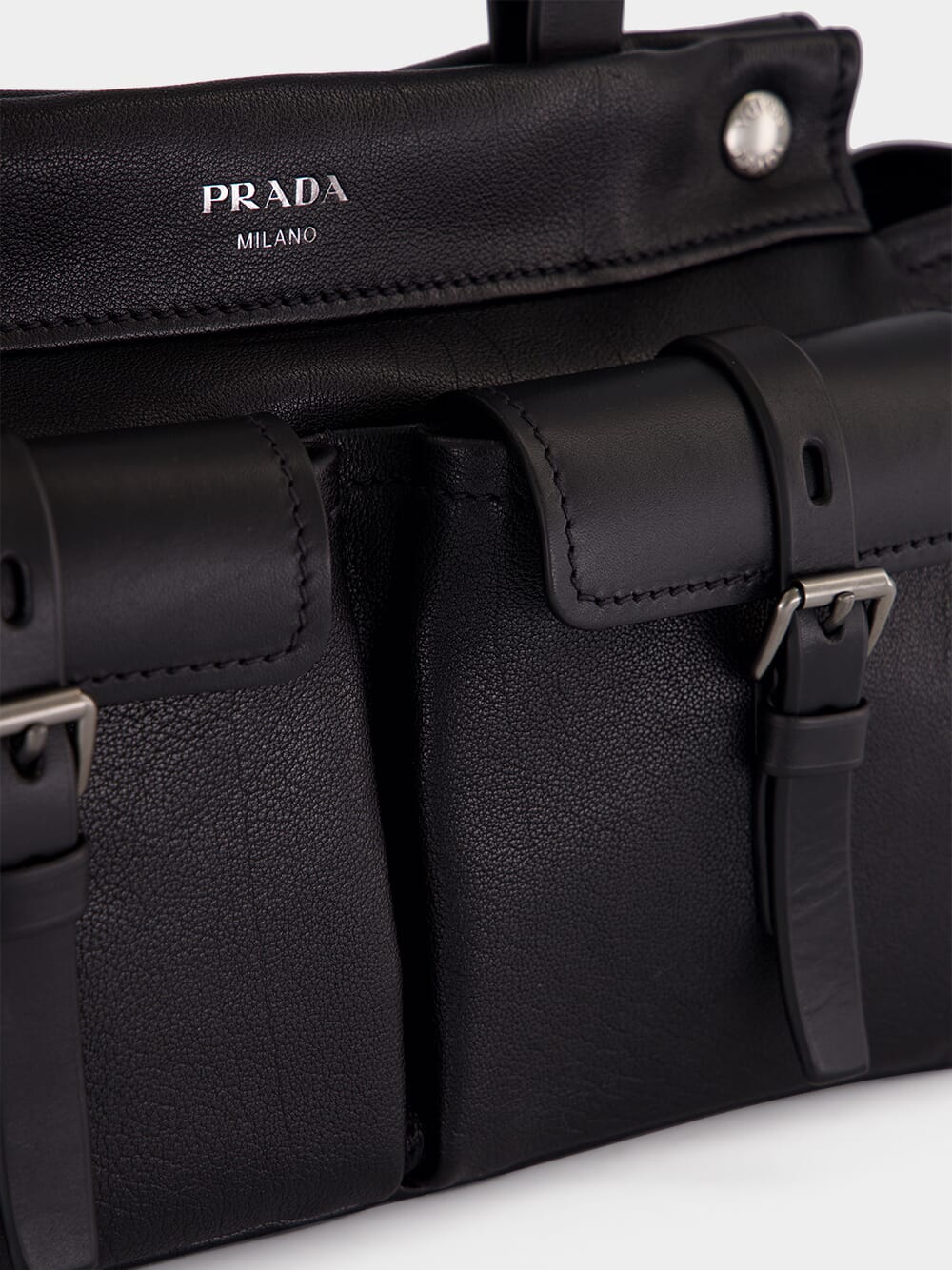 Black Route Medium Leather Tote Bag - Image 8