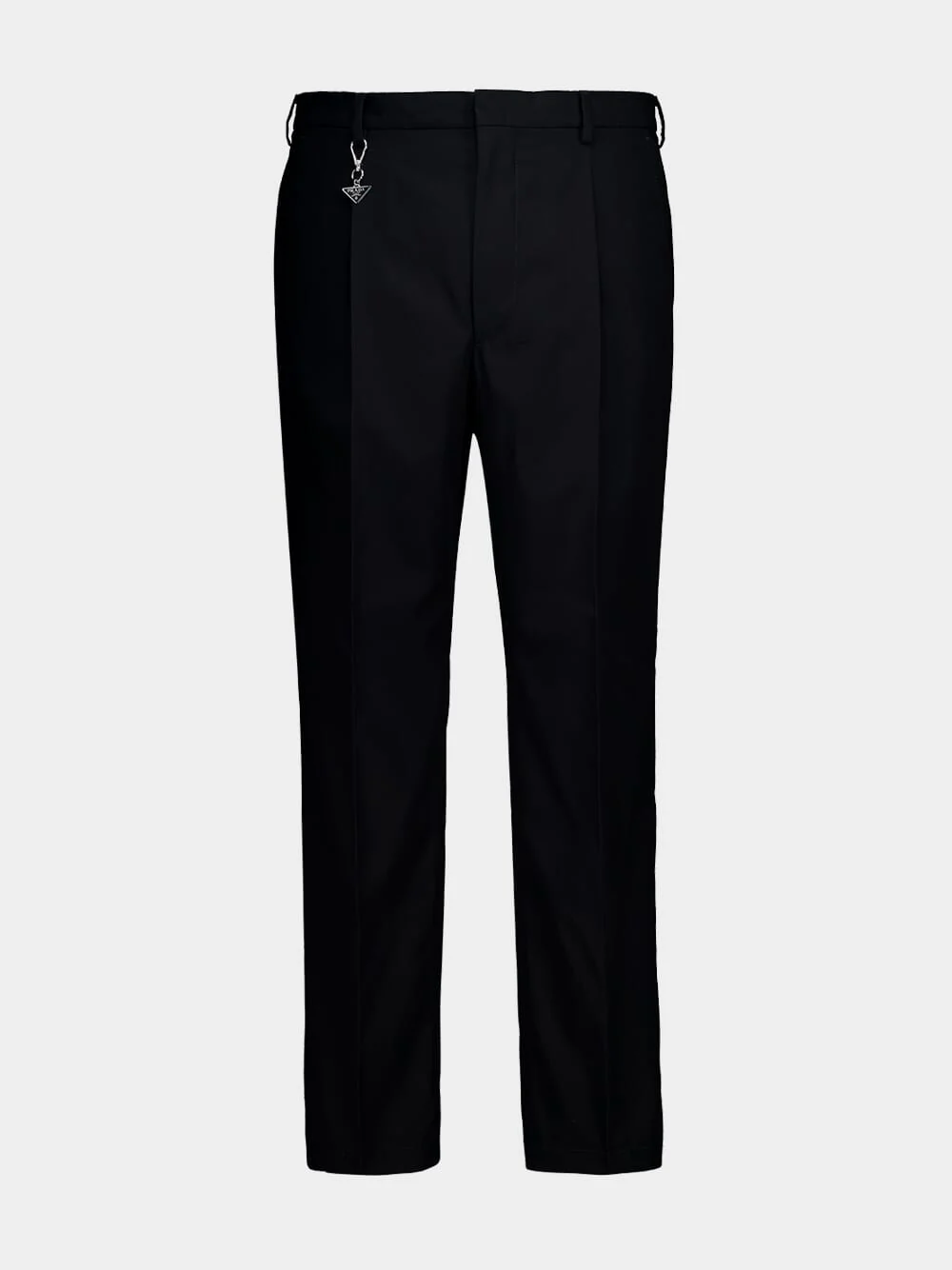 Black Slim Fit Trousers with Triangle Key Ring