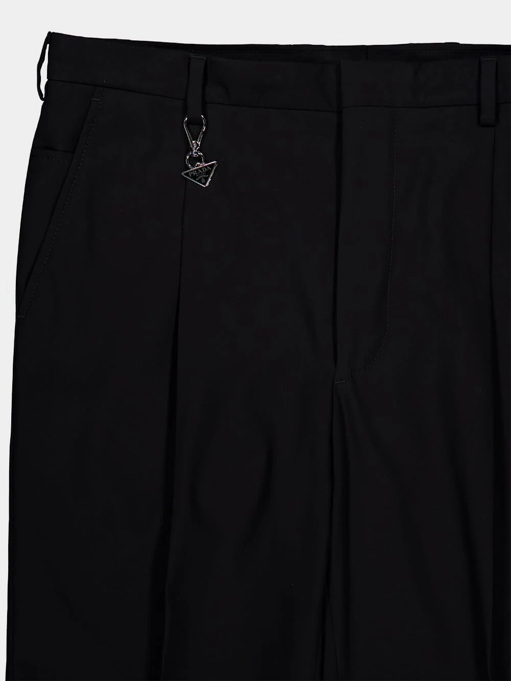 Black Slim Fit Trousers with Triangle Key Ring - Image 3