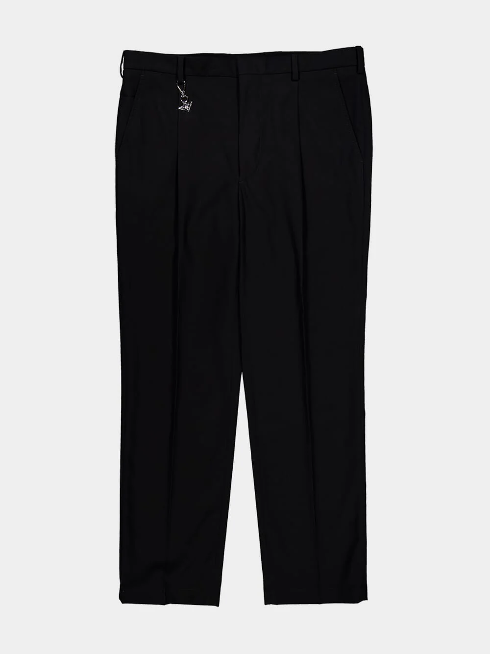 Black Slim Fit Trousers with Triangle Key Ring - Image 5