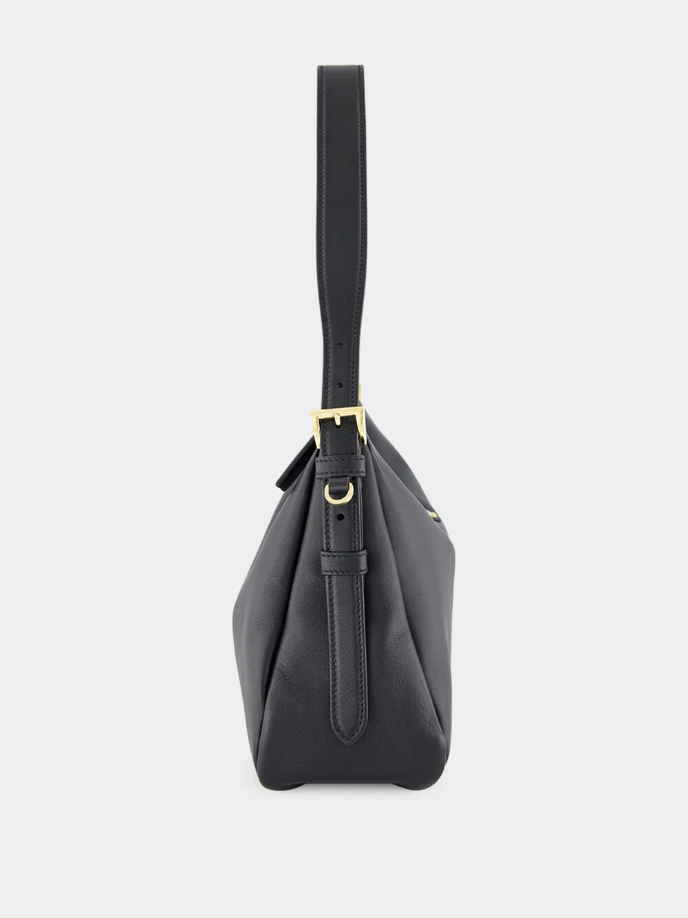 Black Soft Grain Leather Shoulder Bag - Image 3