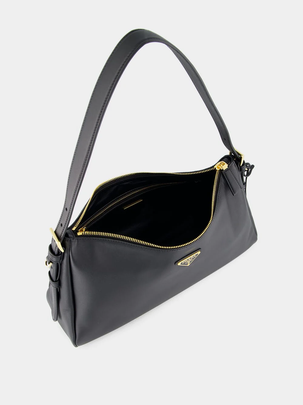 Black Soft Grain Leather Shoulder Bag - Image 5