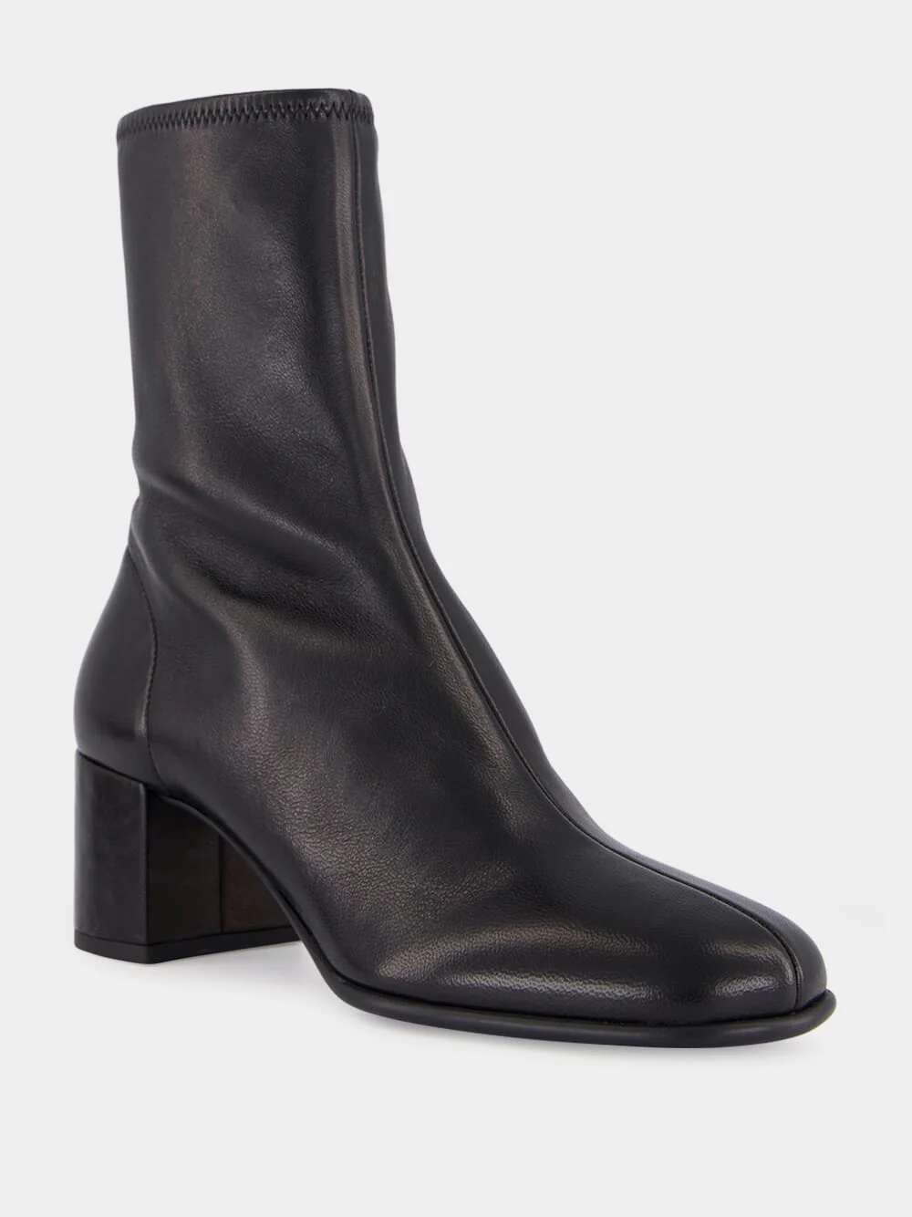 Black Stretch Nappa Leather Booties - Image 2