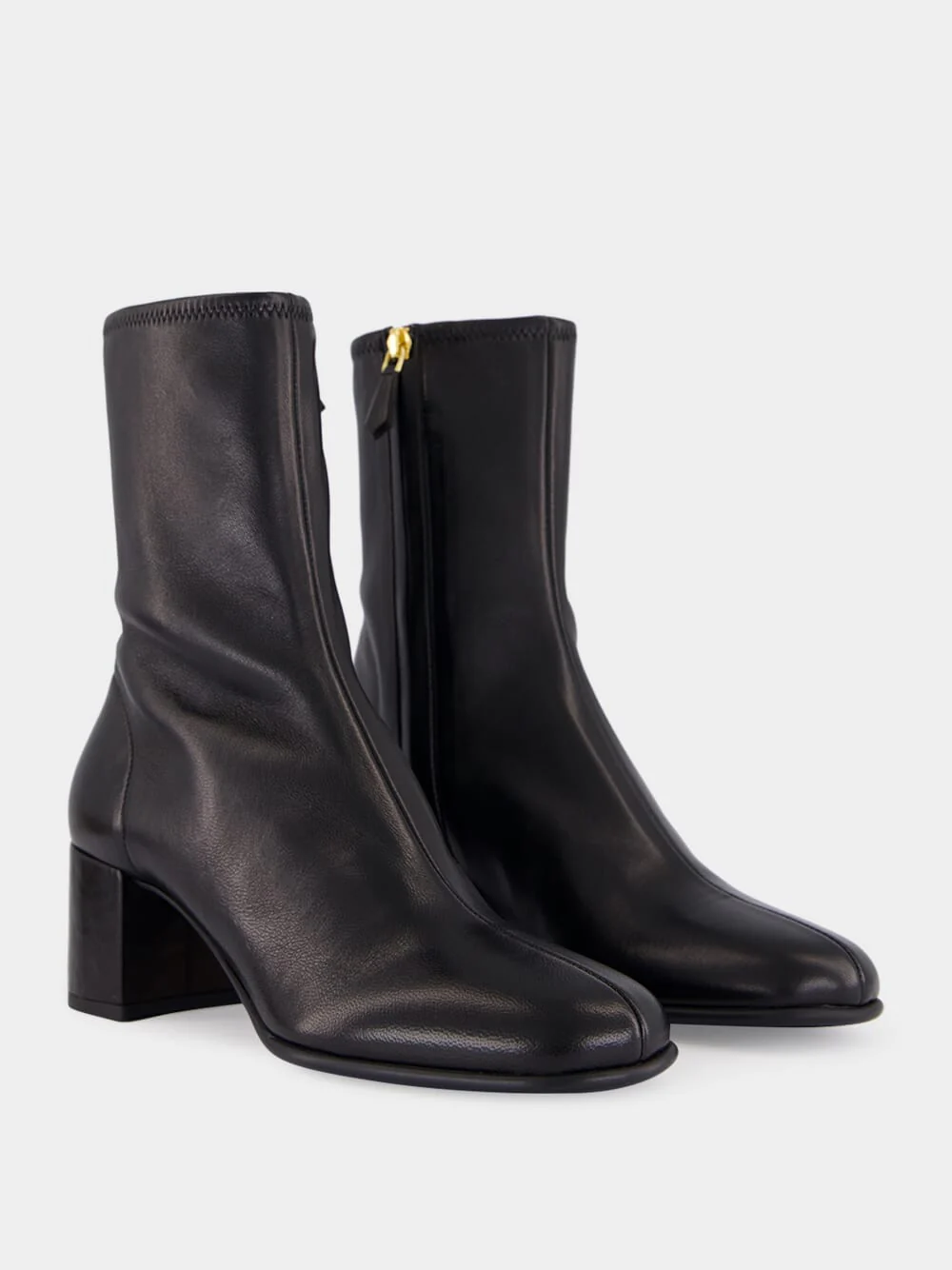 Black Stretch Nappa Leather Booties - Image 3