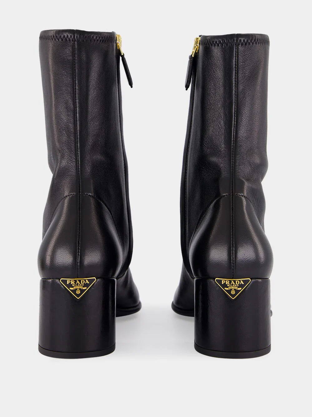 Black Stretch Nappa Leather Booties - Image 4