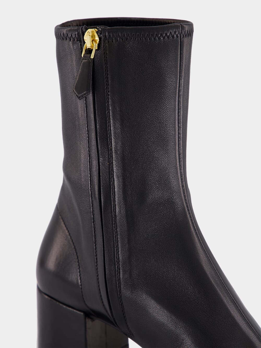 Black Stretch Nappa Leather Booties - Image 6