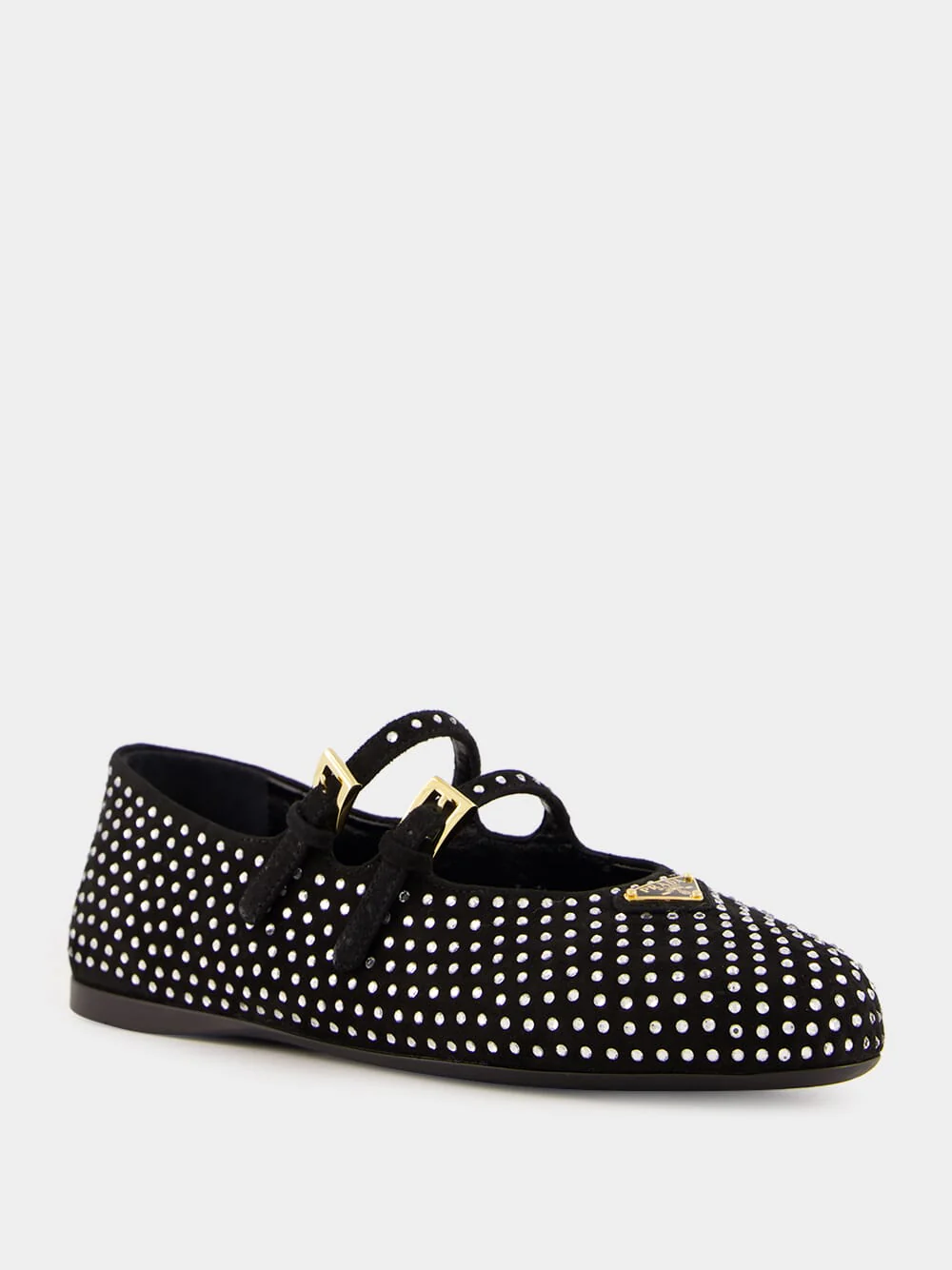 Black Suede Crystal Ballerinas - Image 3