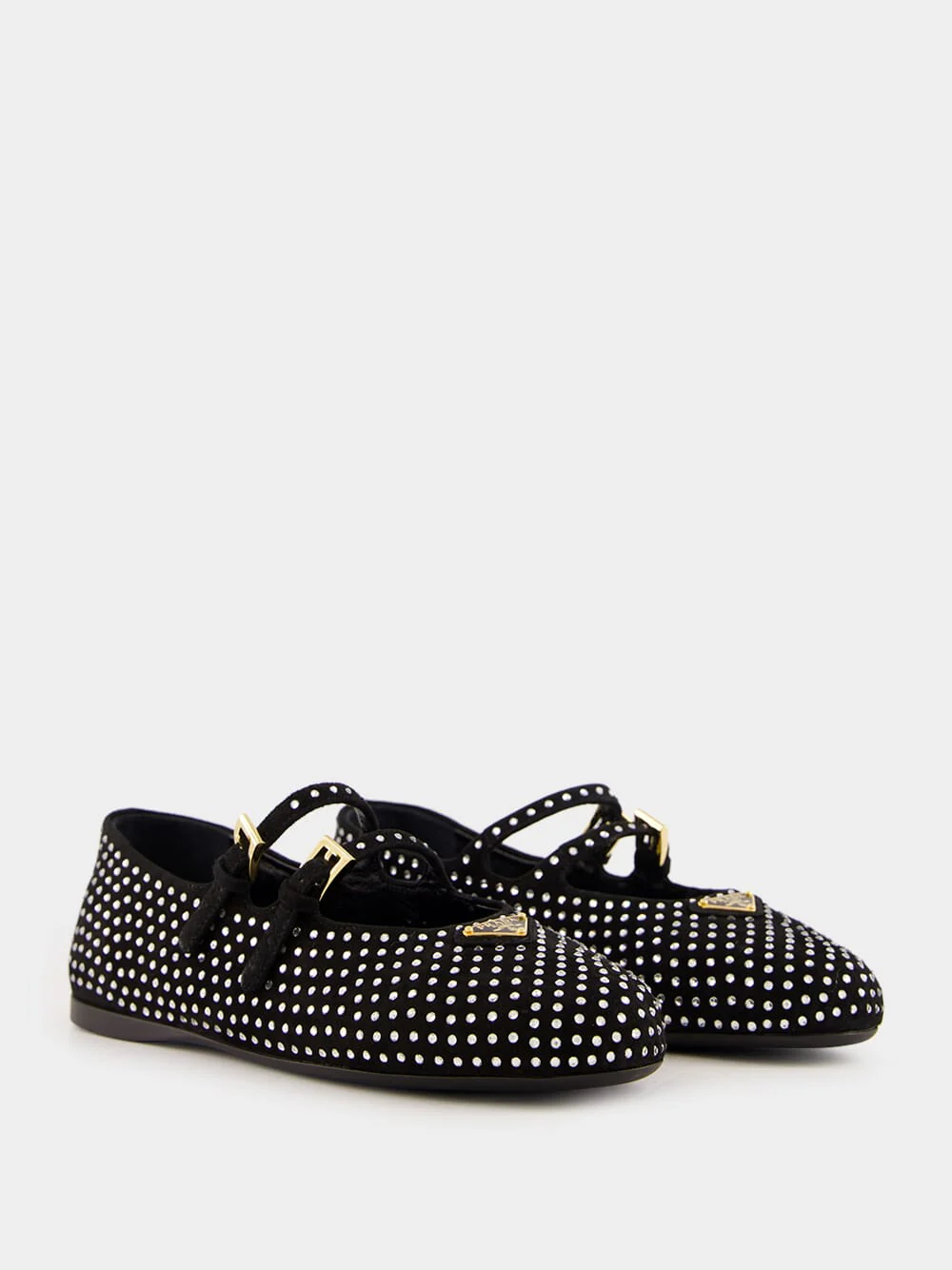 Black Suede Crystal Ballerinas - Image 4