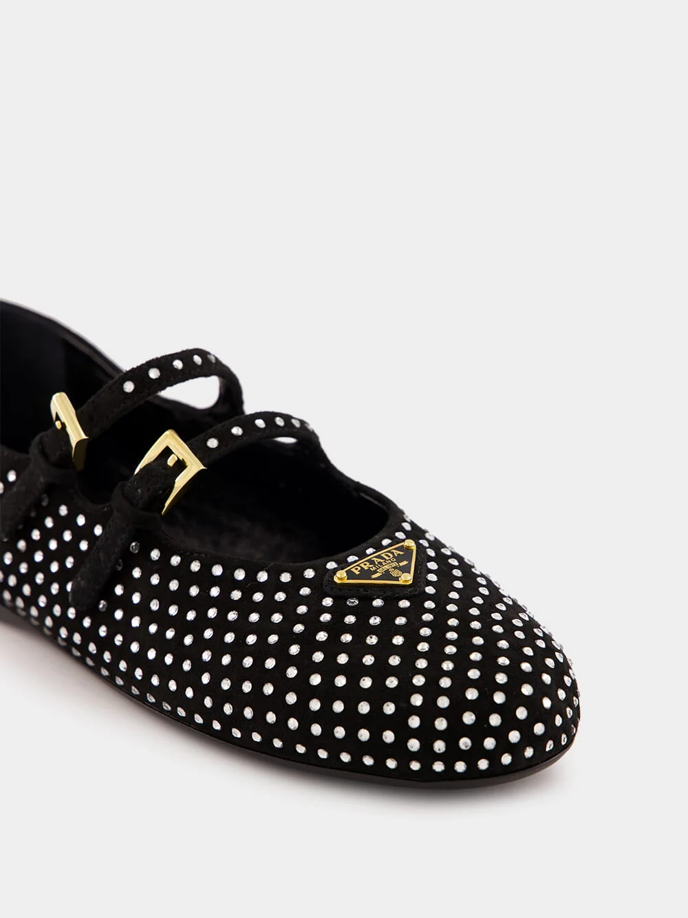 Black Suede Crystal Ballerinas - Image 8