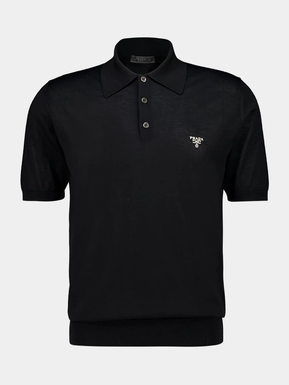 Black Superfine Wool Polo Shirt - Image 2